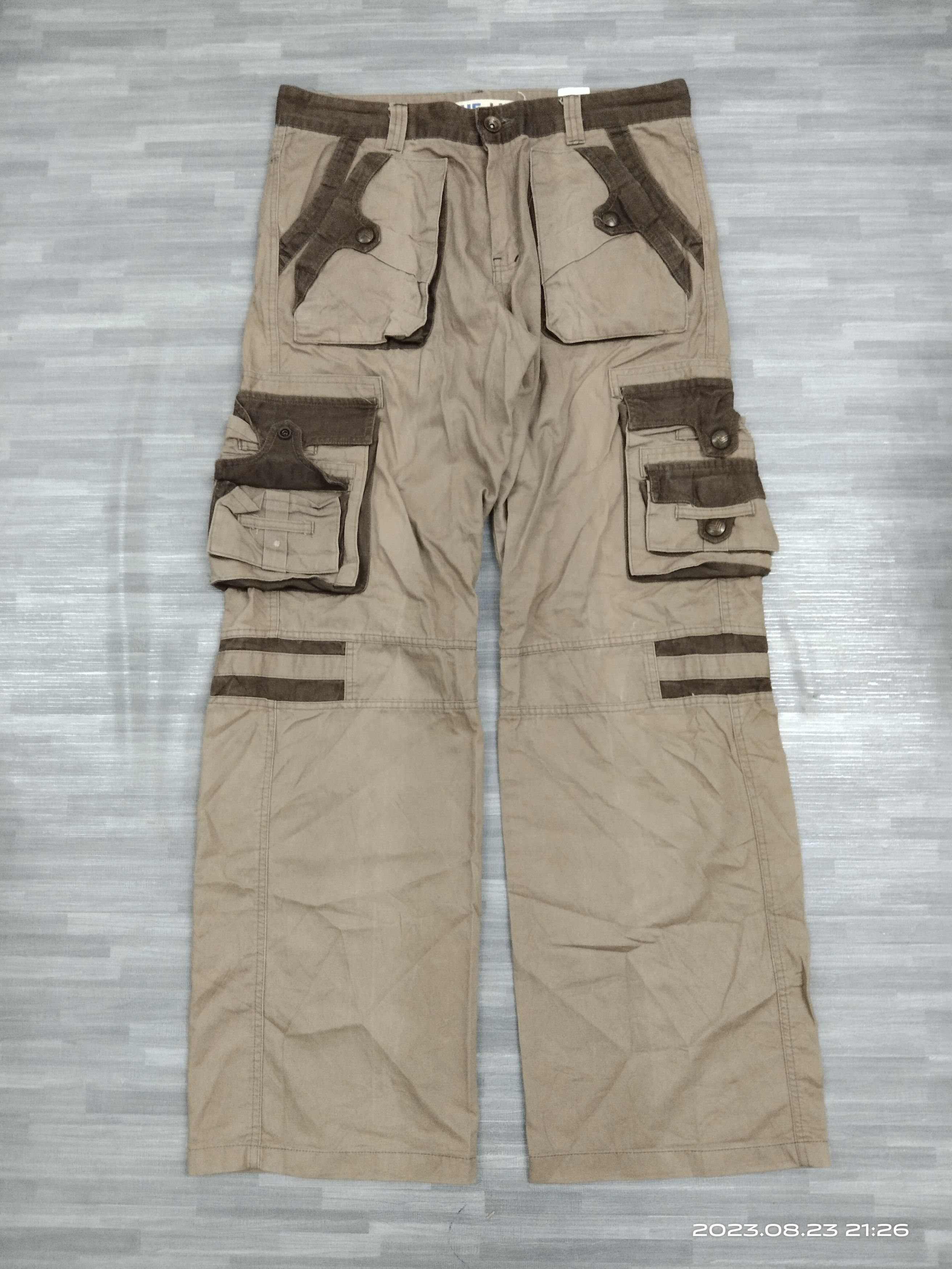 Designer BAGGY MULTIPOCKET BLUE LUIS CARGO PANTS Size US 35 - 2 Thumbnail