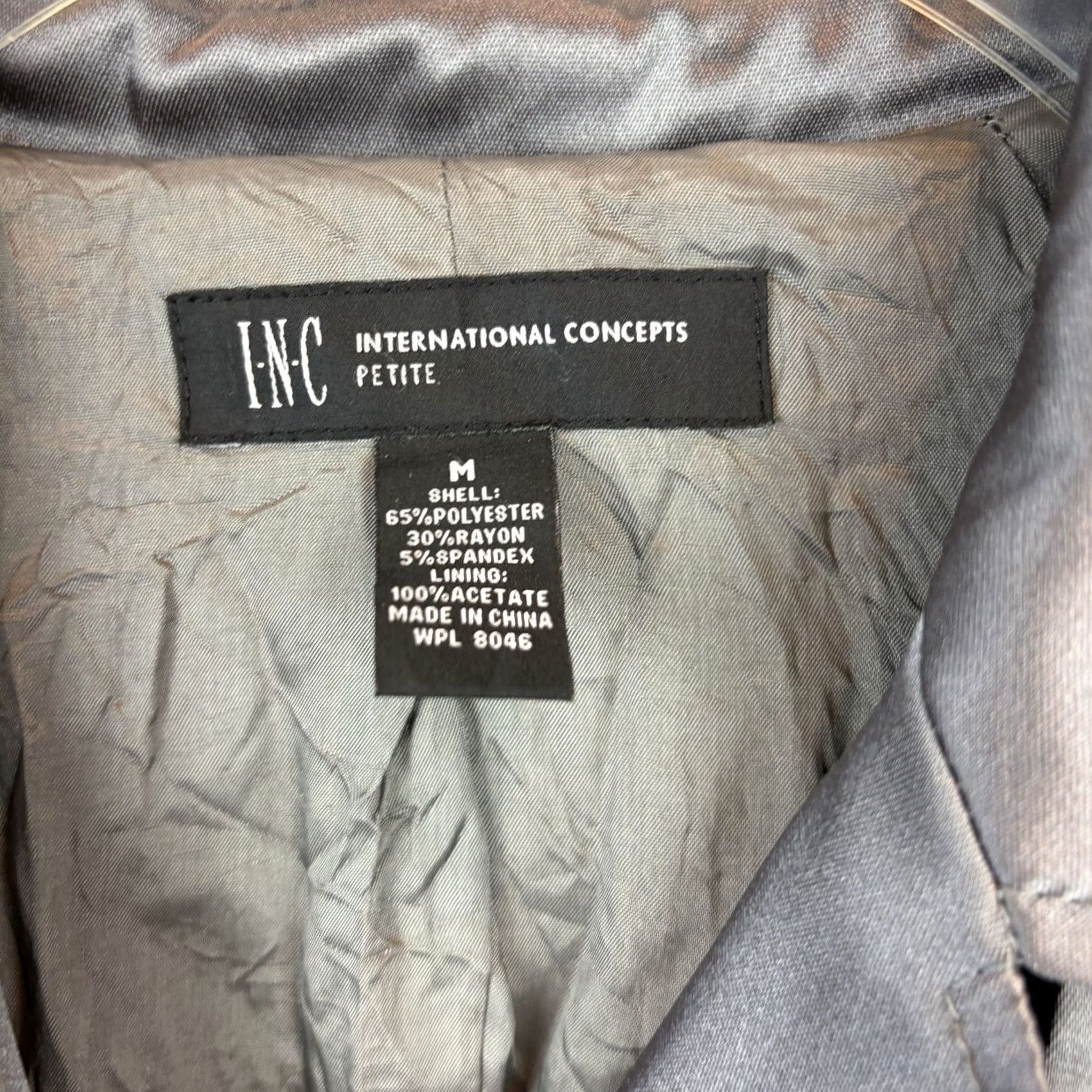 Vintage INC International Concepts Trench Coat Womens M Regular Gray Polyester Buckle Button Double Breasted Spring Fall Winter Coat Size M / US 6-8 / IT 42-44 - 3 Thumbnail