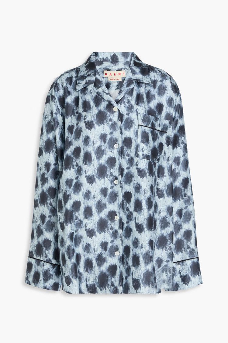 Marni o1y1125 Patterned Shirt in Sky Blue/Black Size XS / US 0-2 / IT 36-38 - 1 Thumbnail