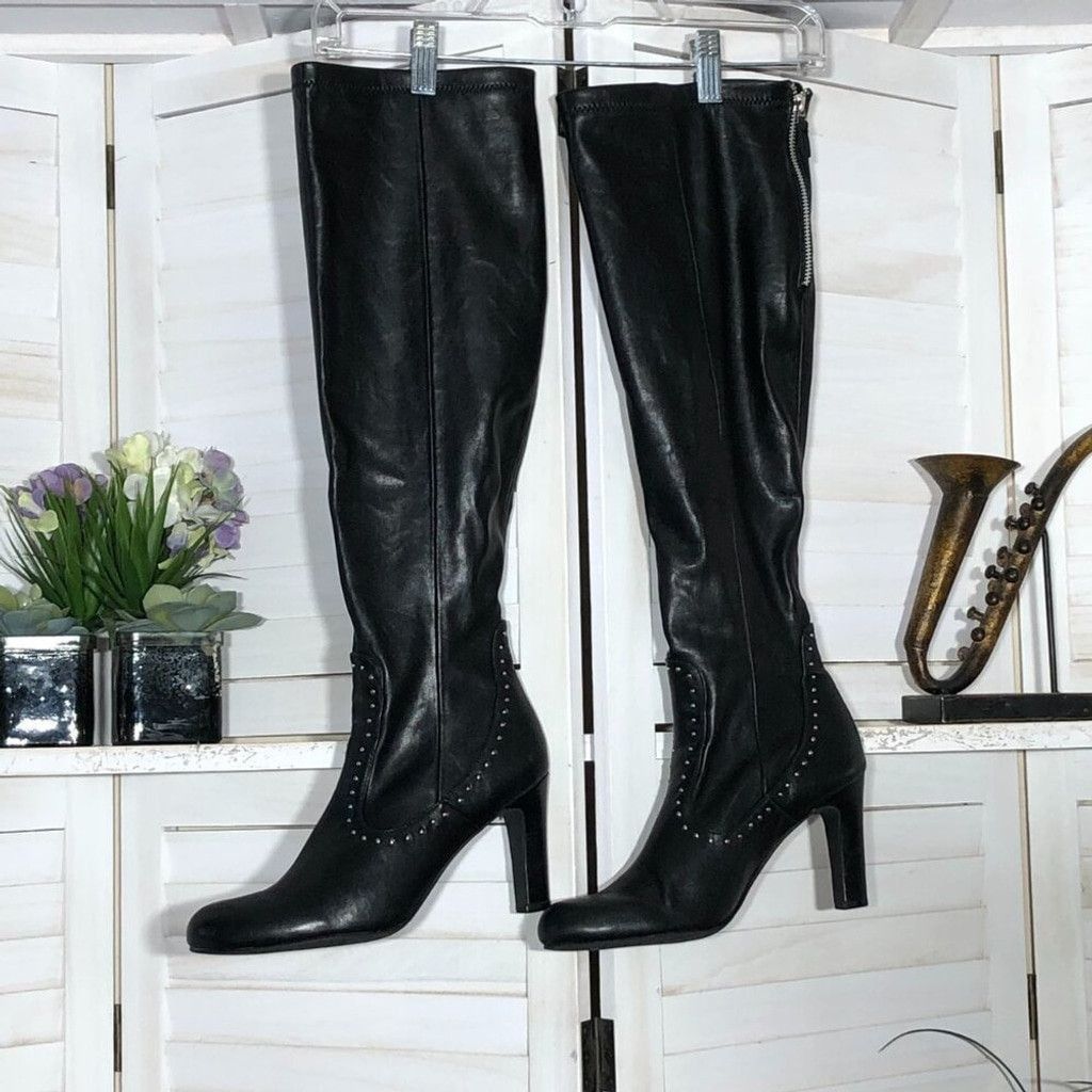 Franco Sarto Franco Sarto over the knee boots black leather studded 9.5 Size US 9 / IT 39 - 2 Thumbnail