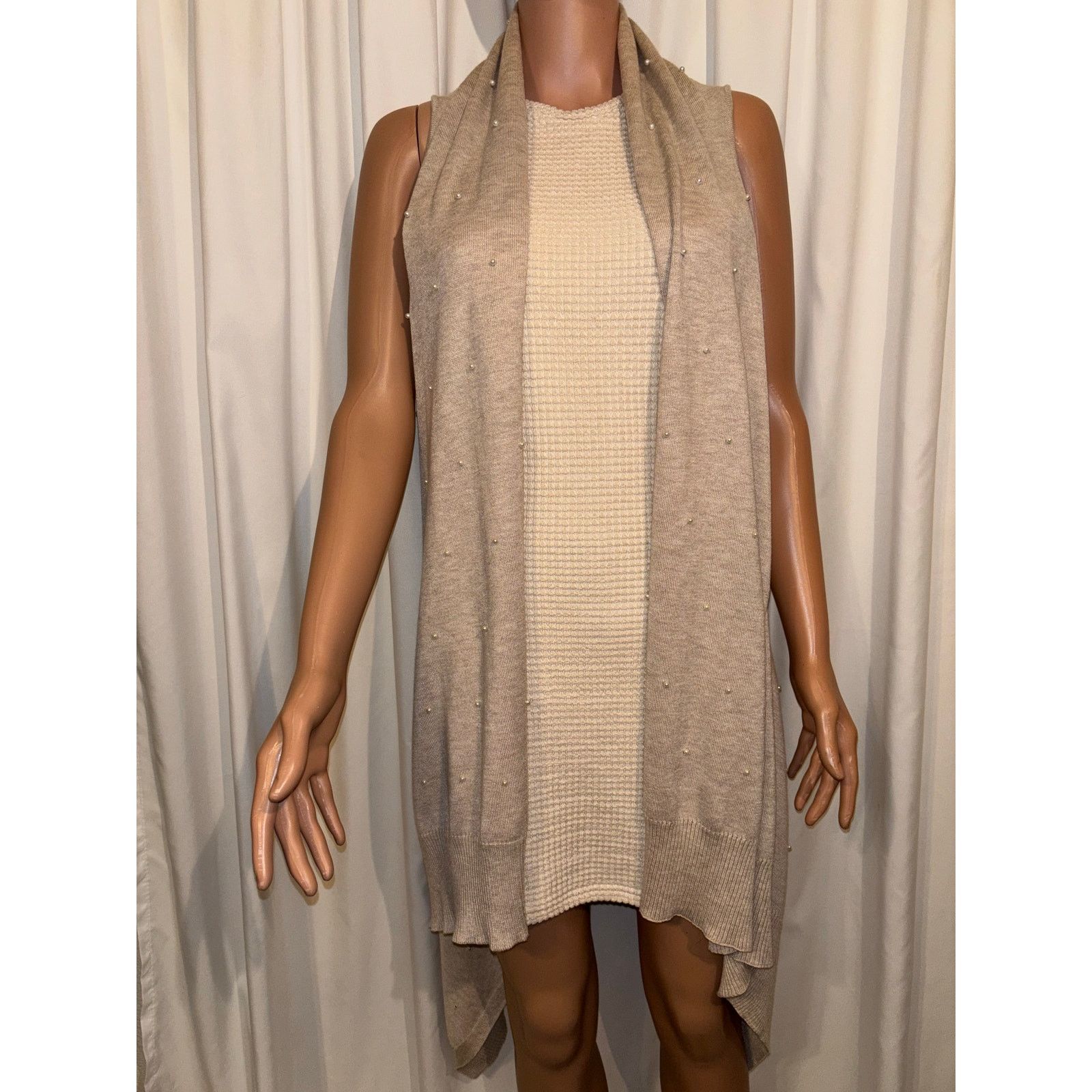 The Unbranded Brand Karl Lagerfeld Cream Pearl Cardigan One Size Size S / US 4 / IT 40 - 1 Thumbnail