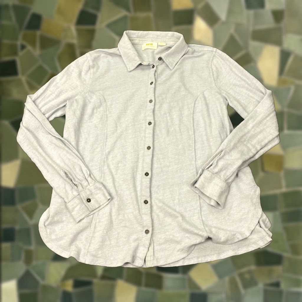 Vintage Maeve Shirt Womens Medium Gray Linen Blend Button Up Size M / US 6-8 / IT 42-44 - 1 Thumbnail