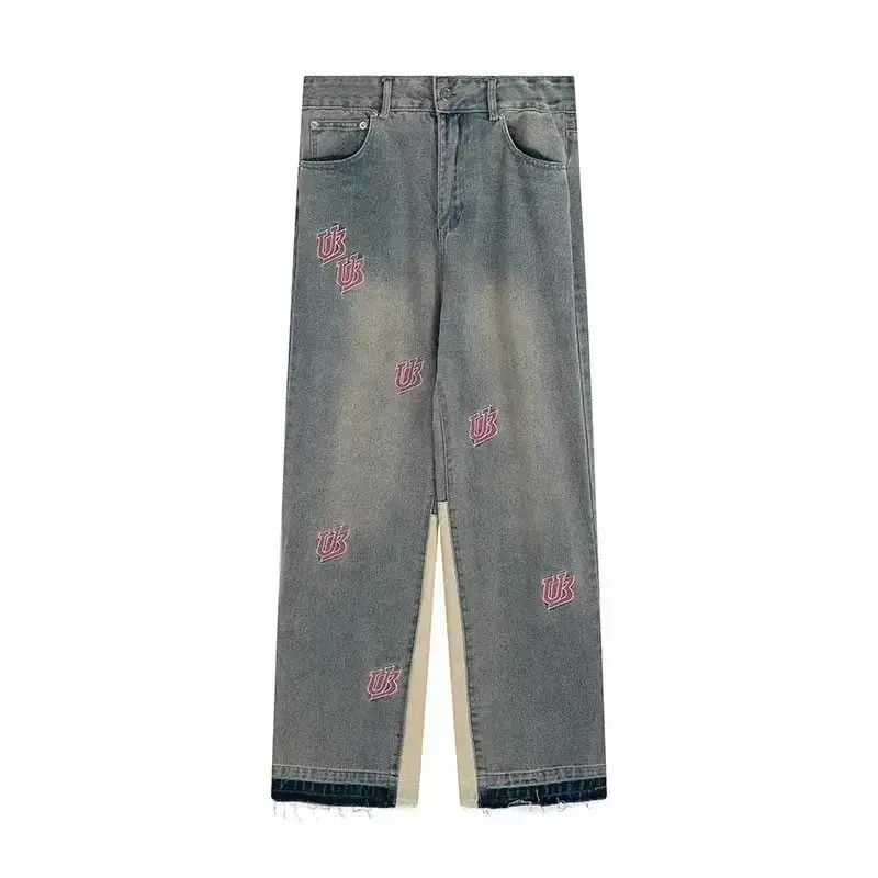 Japanese Brand Washed distressed embroidered lettering jeans Size US 34 / EU 50 - 6 Thumbnail