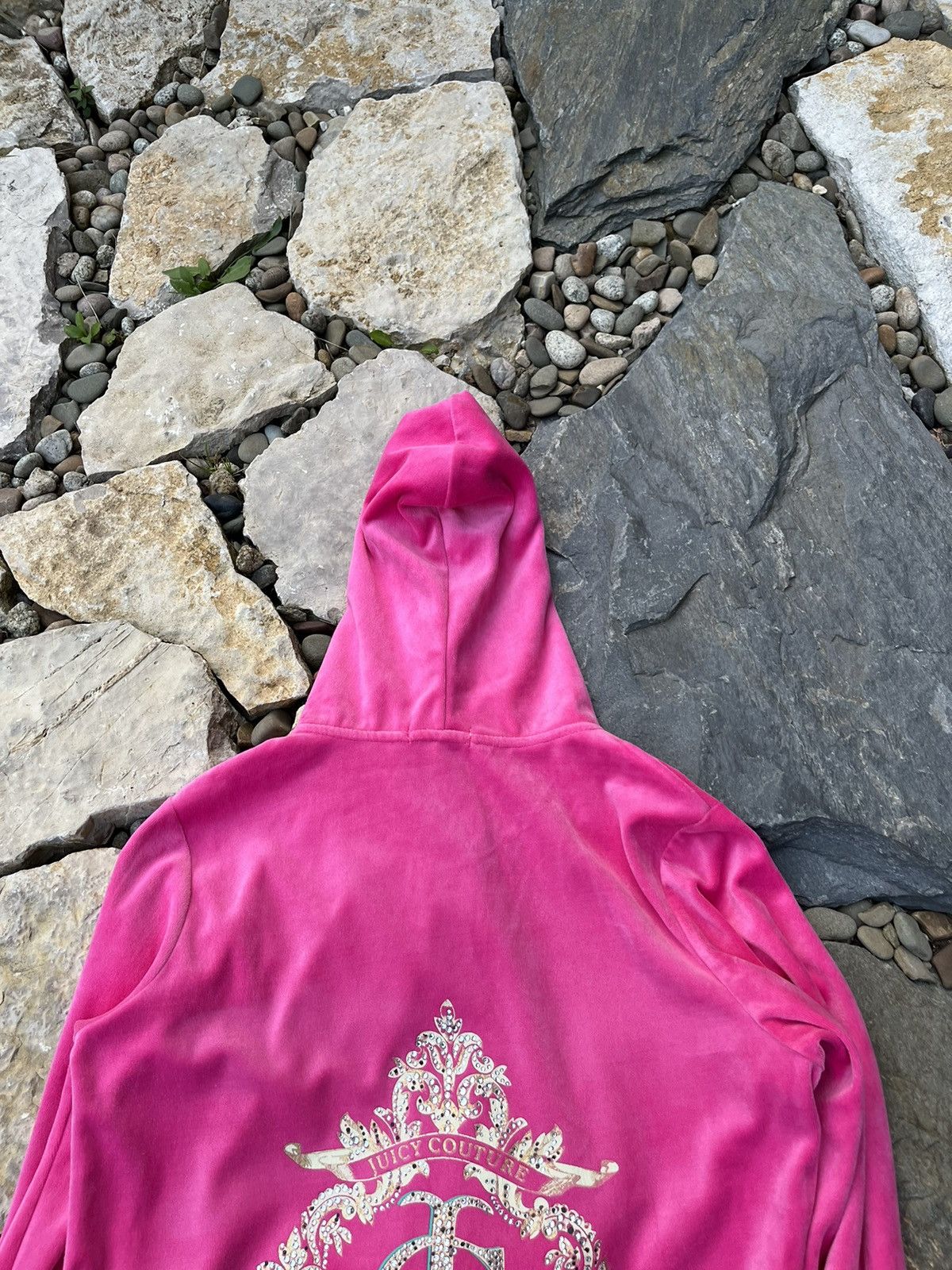 Juicy Couture × Vintage Vintage Juicy Couture y2k velvet zip hoodie basic sweatshirt Size L / US 10 / IT 46 - 16 Thumbnail