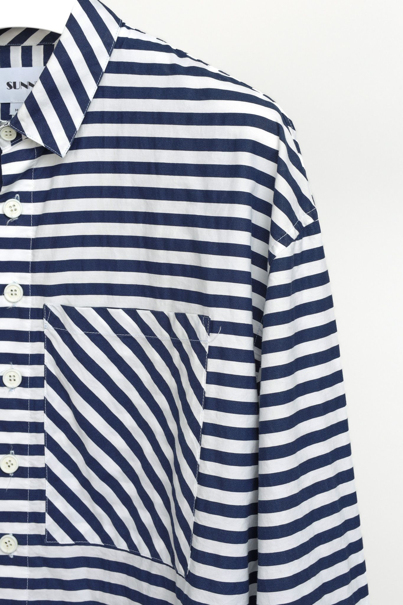 Sunnei Sunnei White Blue Striped Cotton Button Up Shirt Size US L / EU 52-54 / 3 - 5 Thumbnail