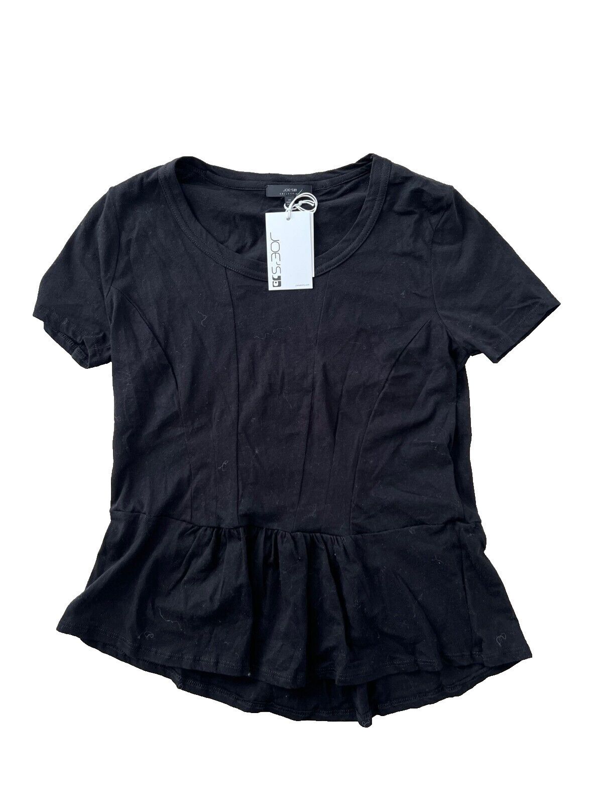 Joe's Joe's Collection Peggy Peplum Ruffled Hem Top Black ( XS ) Size XS / US 0-2 / IT 36-38 - 2 Thumbnail