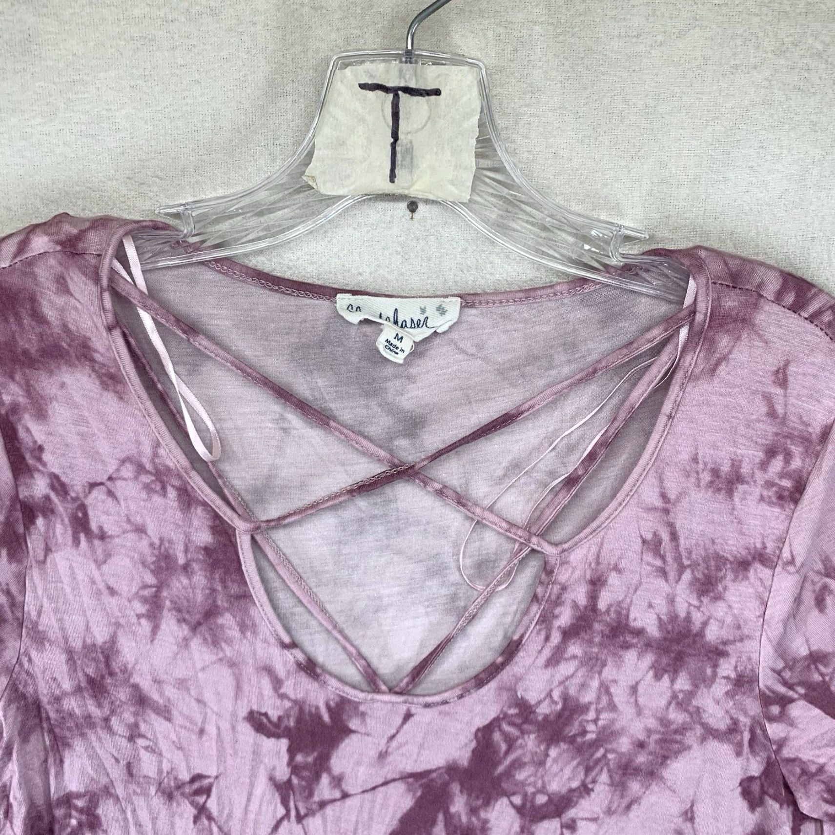Vintage VINTAGE Cloud Chaser Women's 90s T-Shirt Casual Short Sleeve Rayon Spandex V-Neck Purple Geometric Slimming Spring Summer Size M / US 6-8 / IT 42-44 - 3 Thumbnail