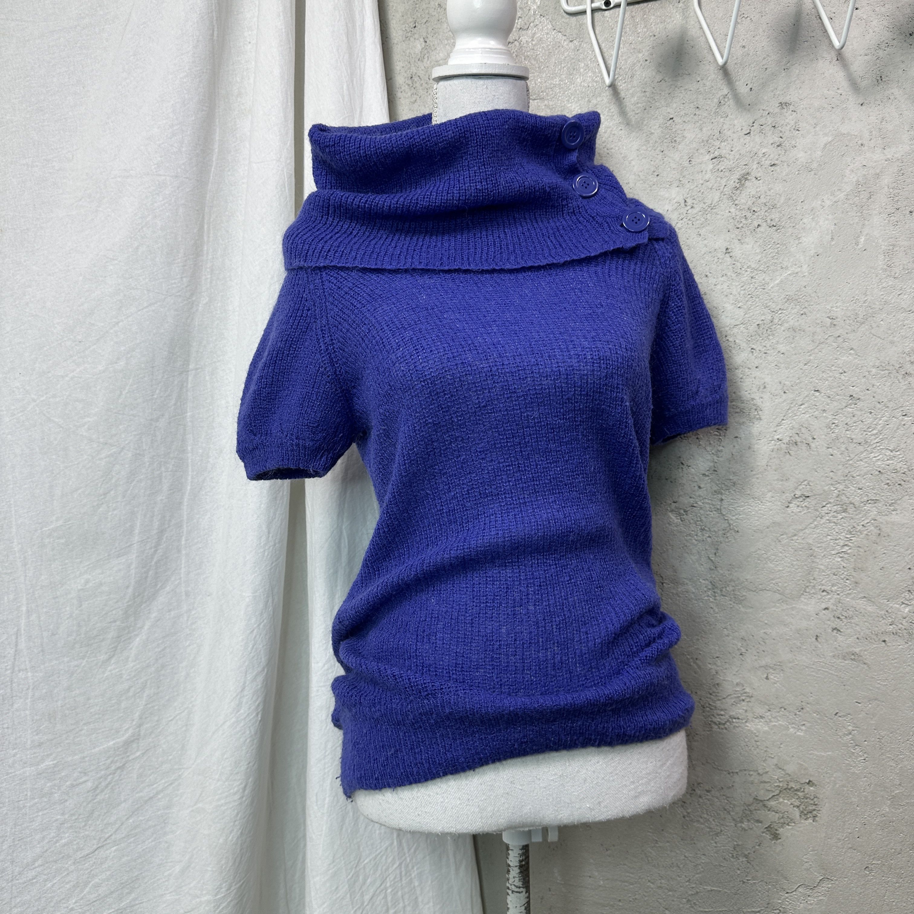 Vintage Vintage Mohair Violet Fitted Big Collar Buttoned Sweater 00s Size M / US 6-8 / IT 42-44 - 2 Thumbnail