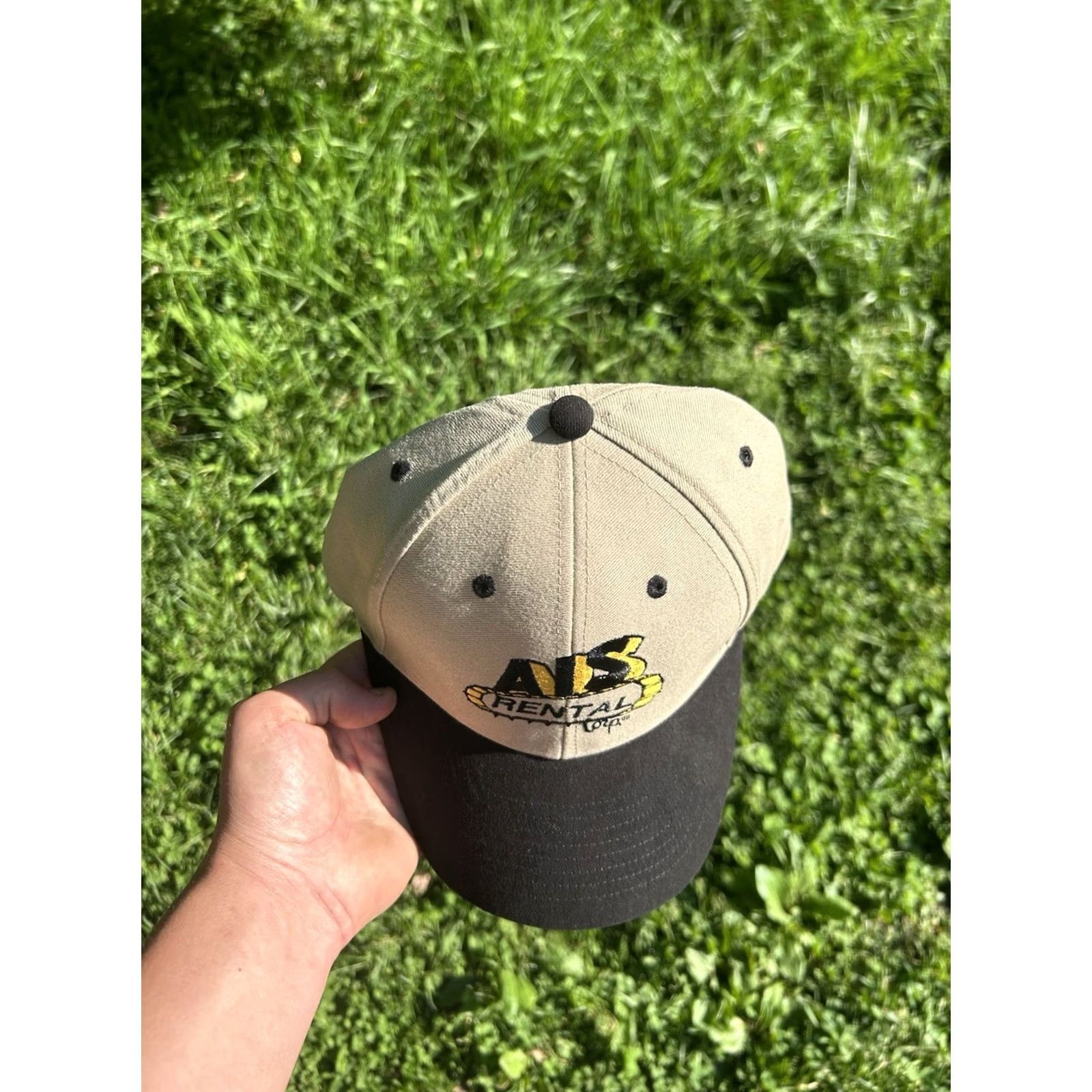 Vintage VINTAGE Unbranded Beige Baseball Cap Hat Strapback AIS construction rental Michigan tractor farm Adjustable Men Size ONE SIZE - 3 Thumbnail