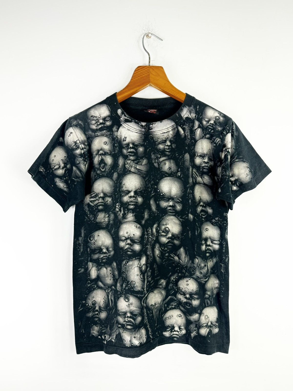 Pre-owned Art X Vintage Hr Giger Wall Of Babies Aop T Shirt Tee Size M In Black