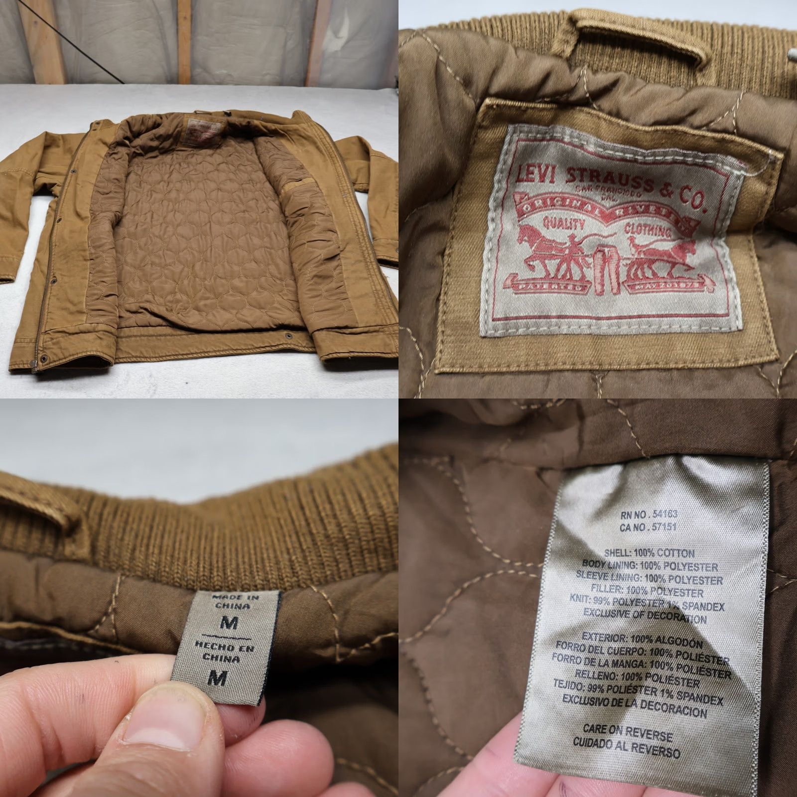 Levi's Levis Jacket Mens Medium Brown Canvas Quilt Lined Utility Field Trucker Size US M / EU 48-50 / 2 - 8 Thumbnail