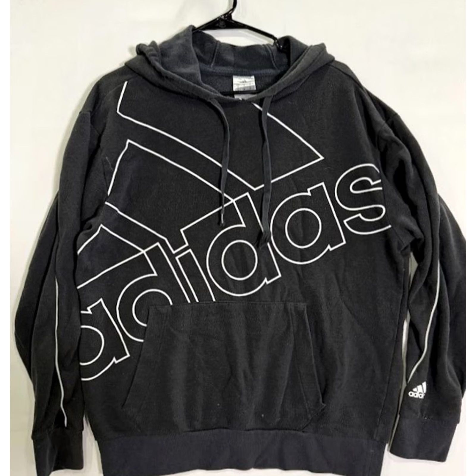 Adidas Adidas Womens Black Cotton Solid Logo Relaxed Pullover Hoodie Size M Size M / US 6-8 / IT 42-44 - 2 Thumbnail