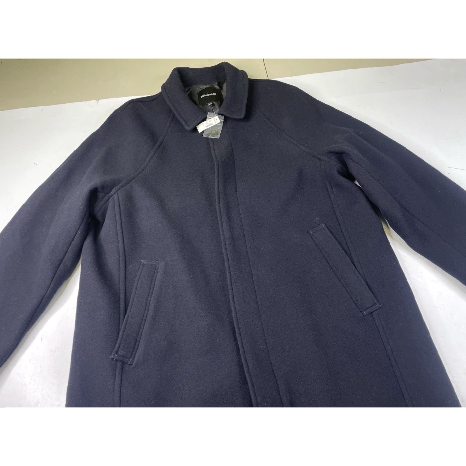 Madewell New Madewell Mens Large Raglan-Sleeve Topcoat Italian Wool-Blend Deep Navy Coat L Blue Classic, 398 Size US L / EU 52-54 / 3 - 2 Thumbnail