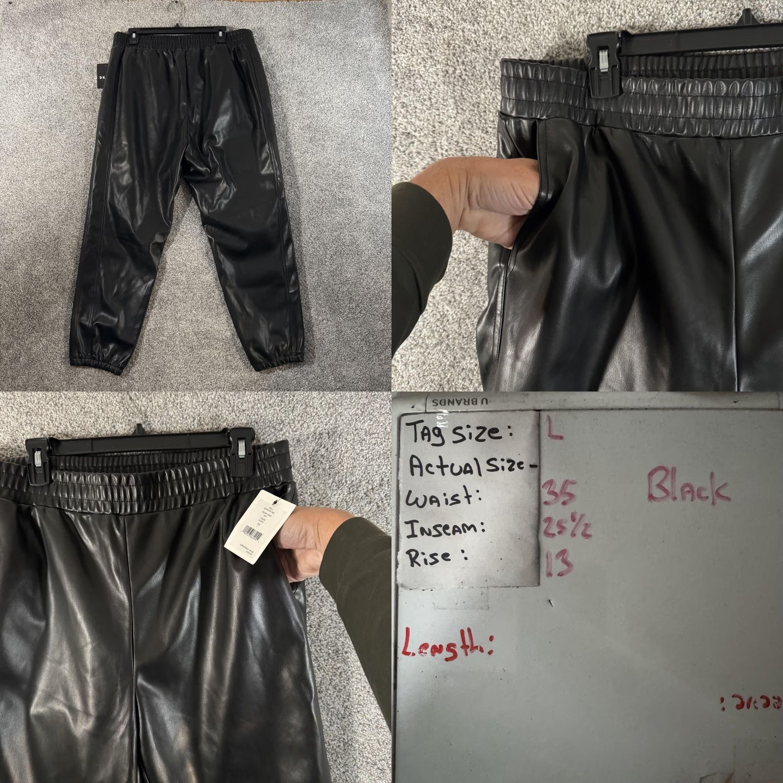 DKNY DKNY Pants L Faux Leather Elastic Waist Lined Pockets Streetwear Edgy Punk Moto Women Black Size 36" / US 14 / IT 50 - 9 Thumbnail