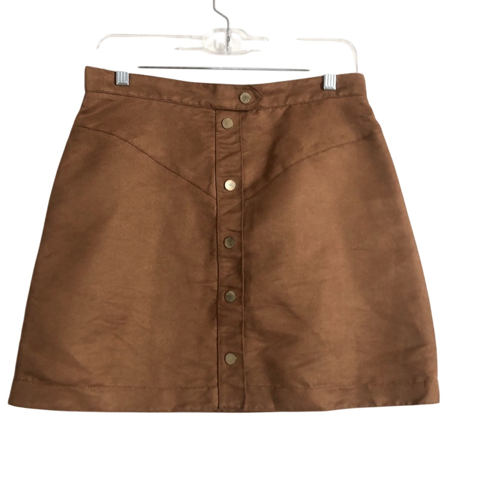 H&M H&M Faux Leather Suede Button Front High Rise Mini Skirt Size 32" / US 10 / IT 46 - 1 Thumbnail