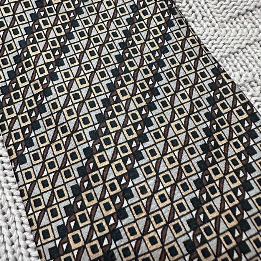 Bloomingdale's Vintage Bloomingdale's brown gray abstract stripe silk tie Size ONE SIZE - 2 Thumbnail