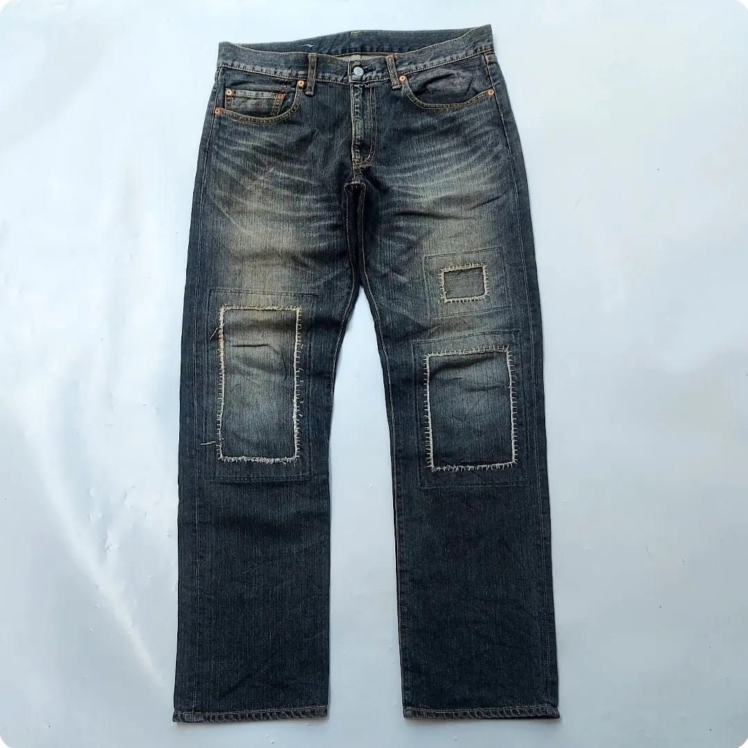 Japanese Brand × Vintage GOWEST PATCHWORK DENIM PANTS Size US 34 / EU 50 - 1 Thumbnail