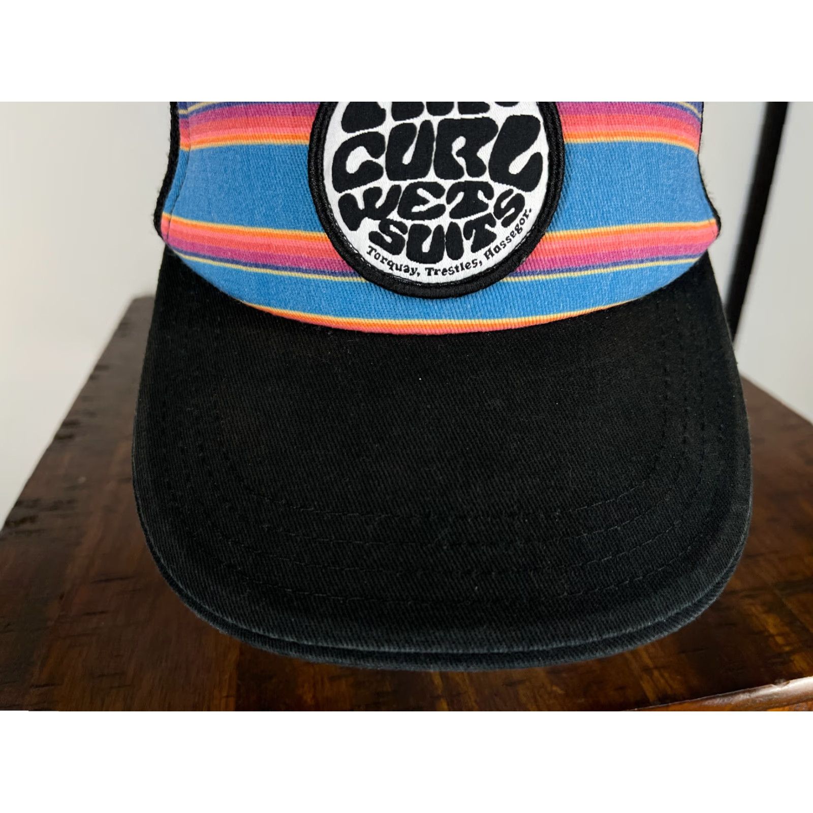Rip Curl Rip Curl Hat Striped Blue Stripe Black Adult One Size Trucker Men Size 44L - 3 Thumbnail