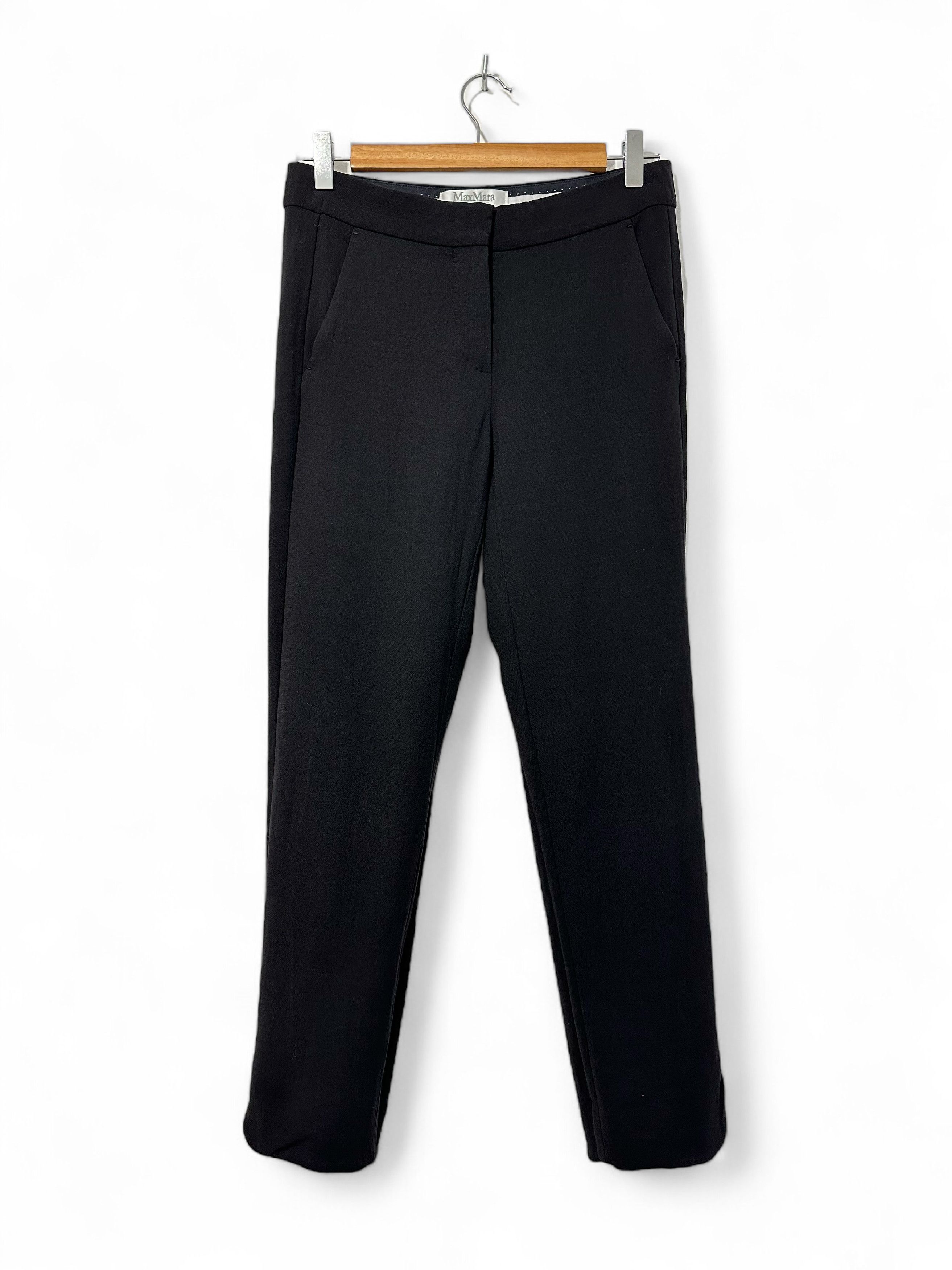Max Mara Max Mara Black Solid Wool Pants US4 Size 27" / US 4 / IT 40 - 1 Thumbnail