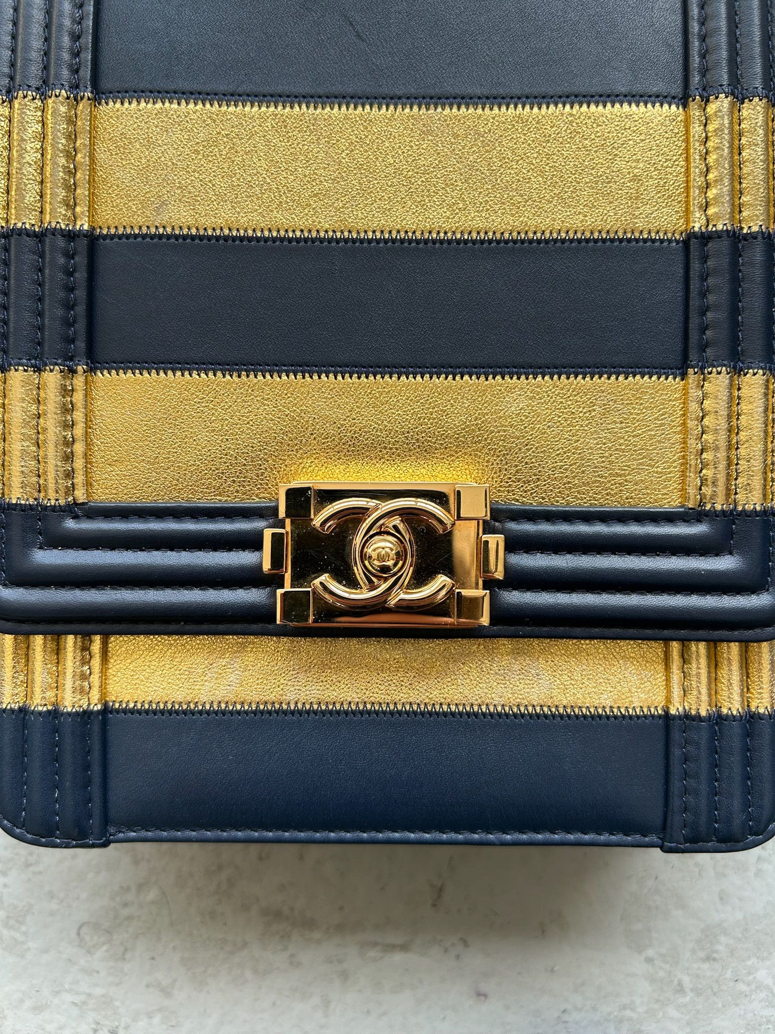 Chanel Chanel Metallic Lambskin Striped North South Cross Body Bag Size ONE SIZE - 3 Thumbnail