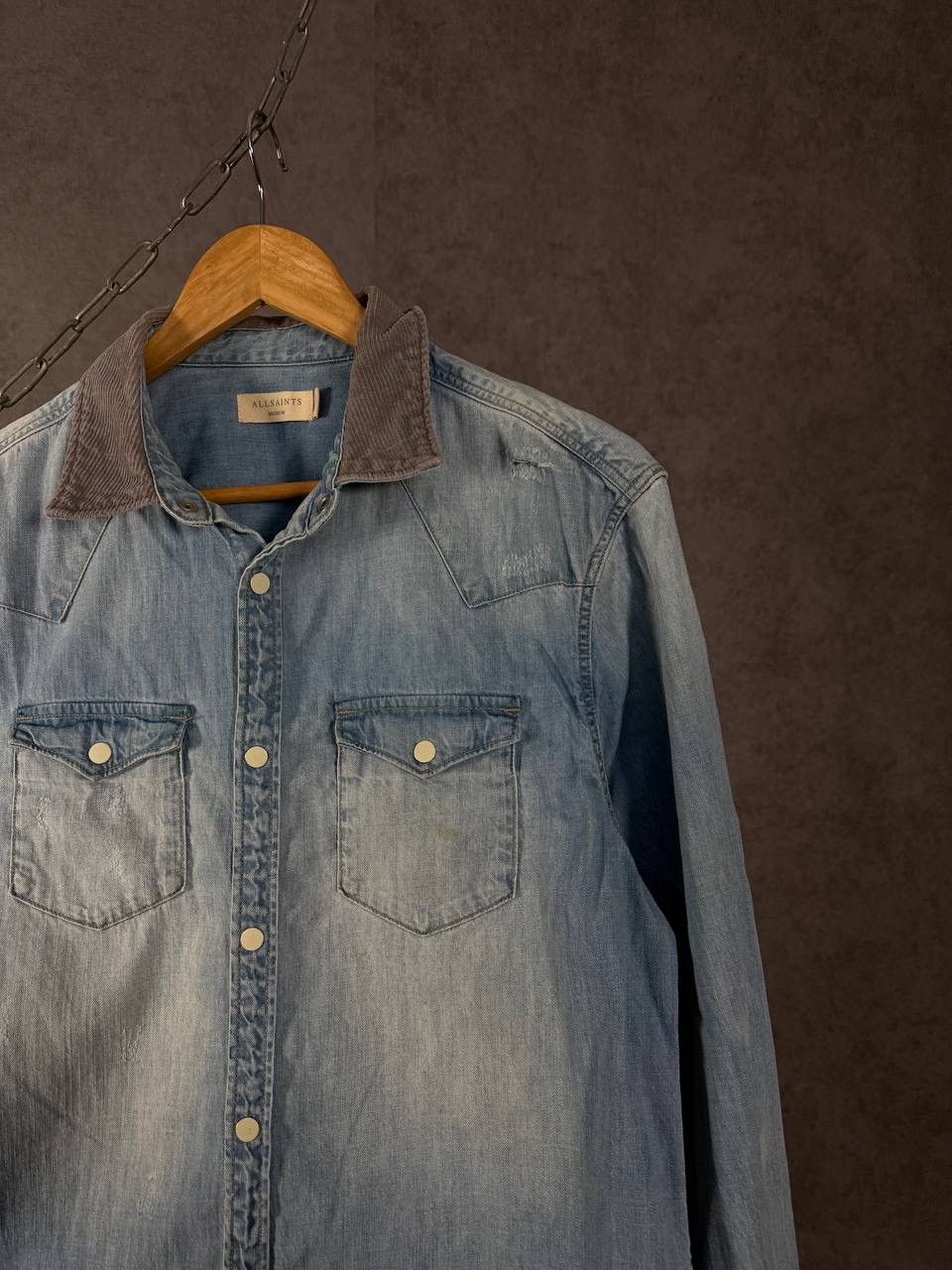 Allsaints Allsaints designer distressed denim shirt Size US S / EU 44-46 / 1 - 2 Thumbnail