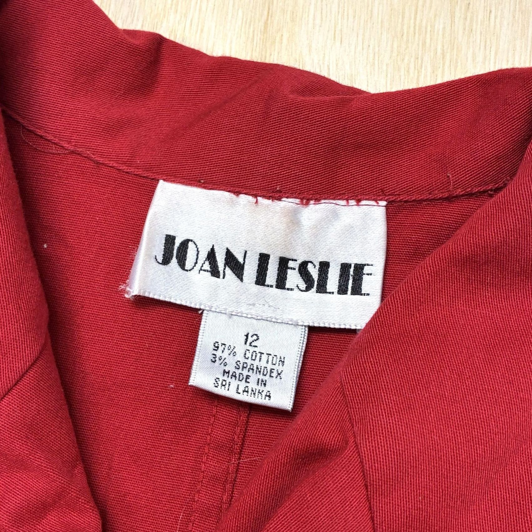 Vintage VINTAGE Joan Leslie Jacket Womens 12 Red Cotton Blend Twill Collared Button Size XL / US 12-14 / IT 48-50 - 3 Thumbnail