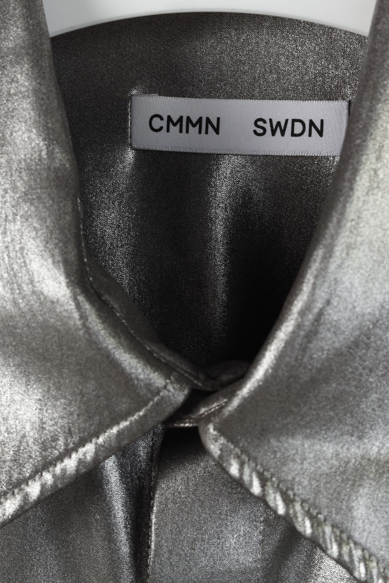 CMMN SWDN CMMN SWDN Cecil Light Lame Metallic Silver Button Up Shirt Size US M / EU 48-50 / 2 - 4 Thumbnail