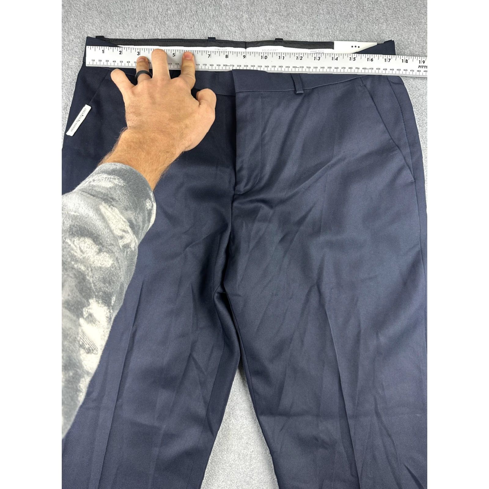 Perry Ellis Portfolio Pants Mens 34x32 Dark Navy Modern Fit Luxury Performance  Dress Pants Regular Inseam