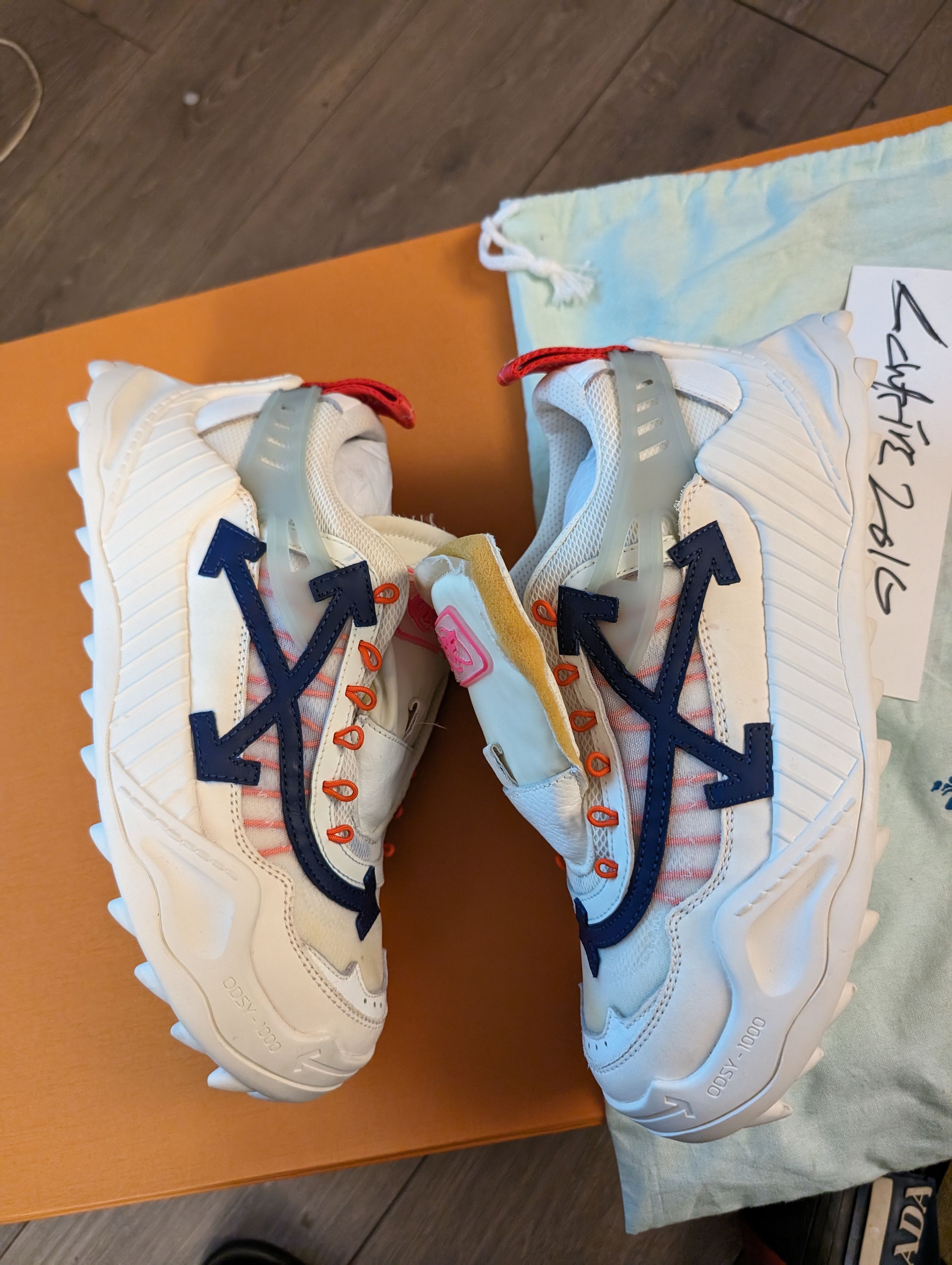 Pre-owned Off-white Odsy 1000 White/ Navy Shoes