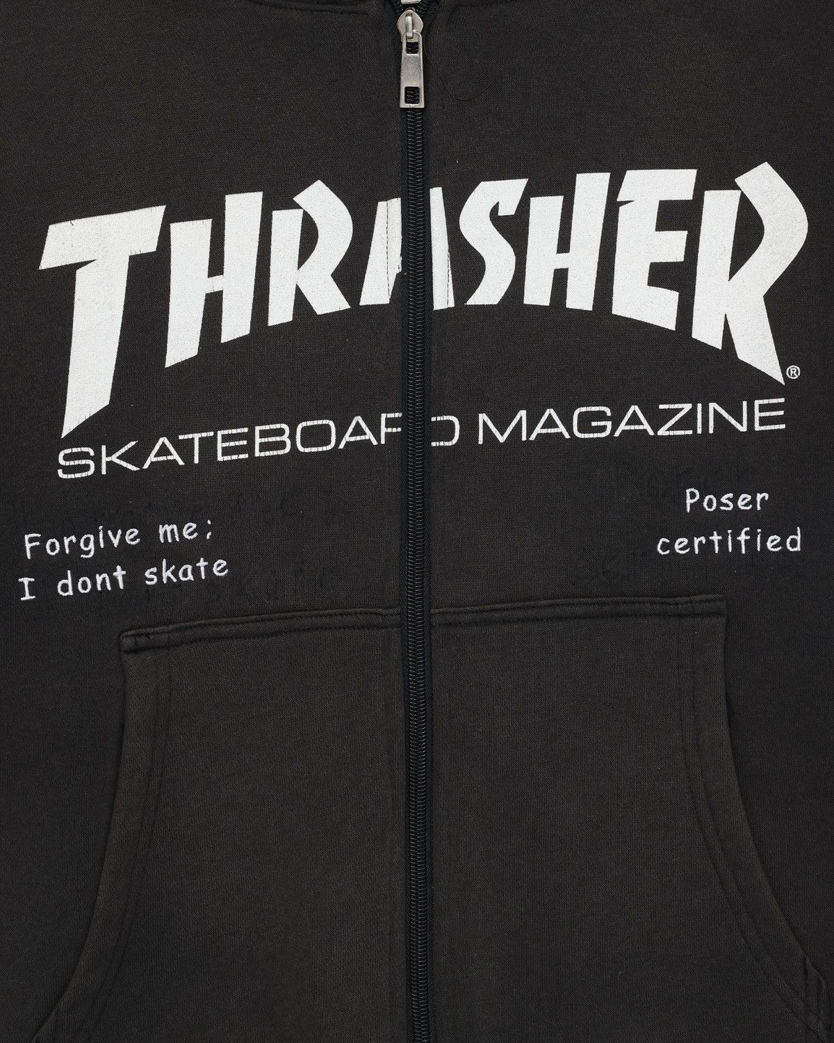 Vintage Thrasher Zip Hoodie Cropped -sun faded “Poser Certified” Size US M / EU 48-50 / 2 - 2 Thumbnail