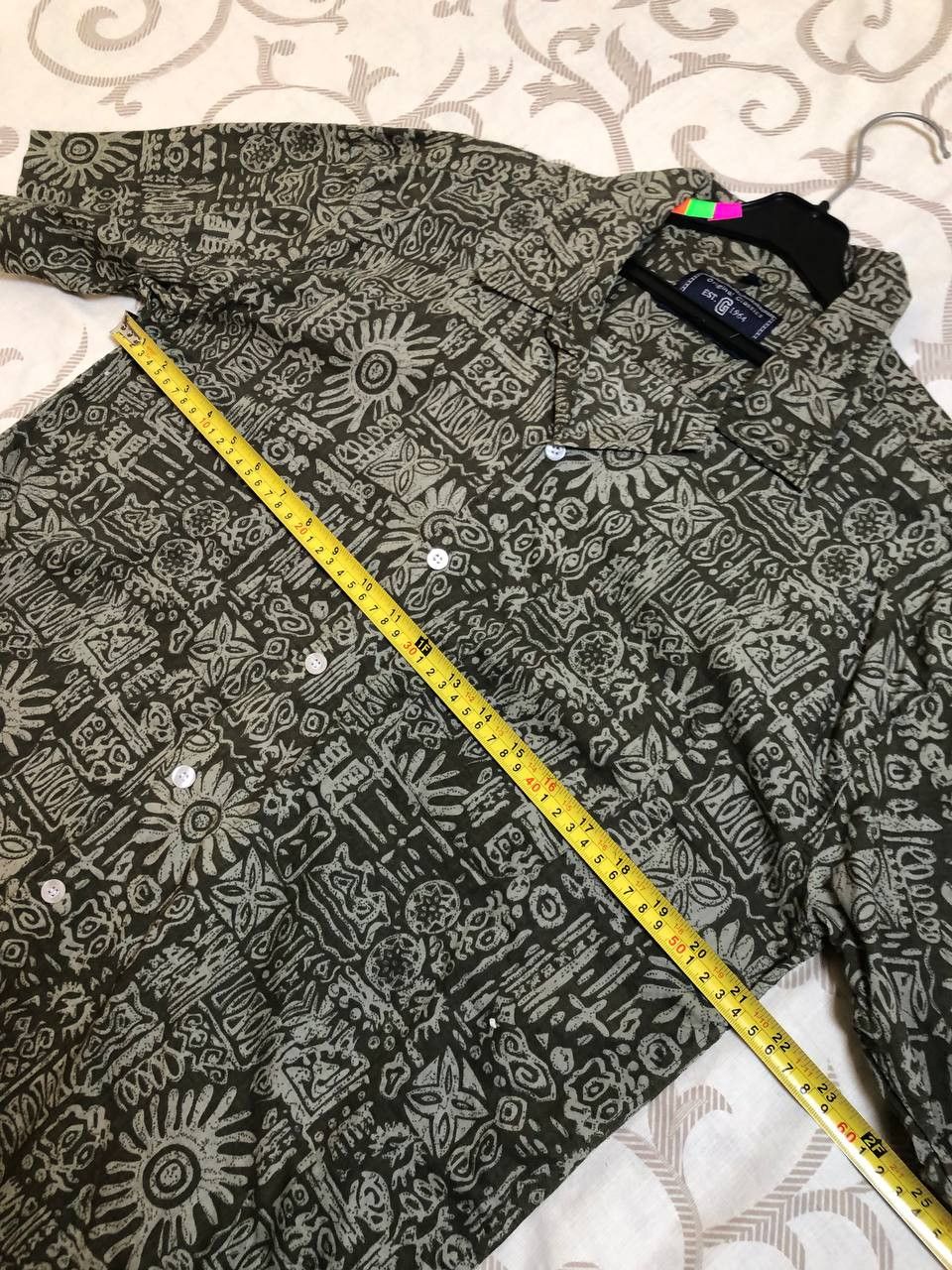 Vintage Giorgio Classics Olive Tribal Pattern Short Sleeve Shirt Size US L / EU 52-54 / 3 - 7 Thumbnail