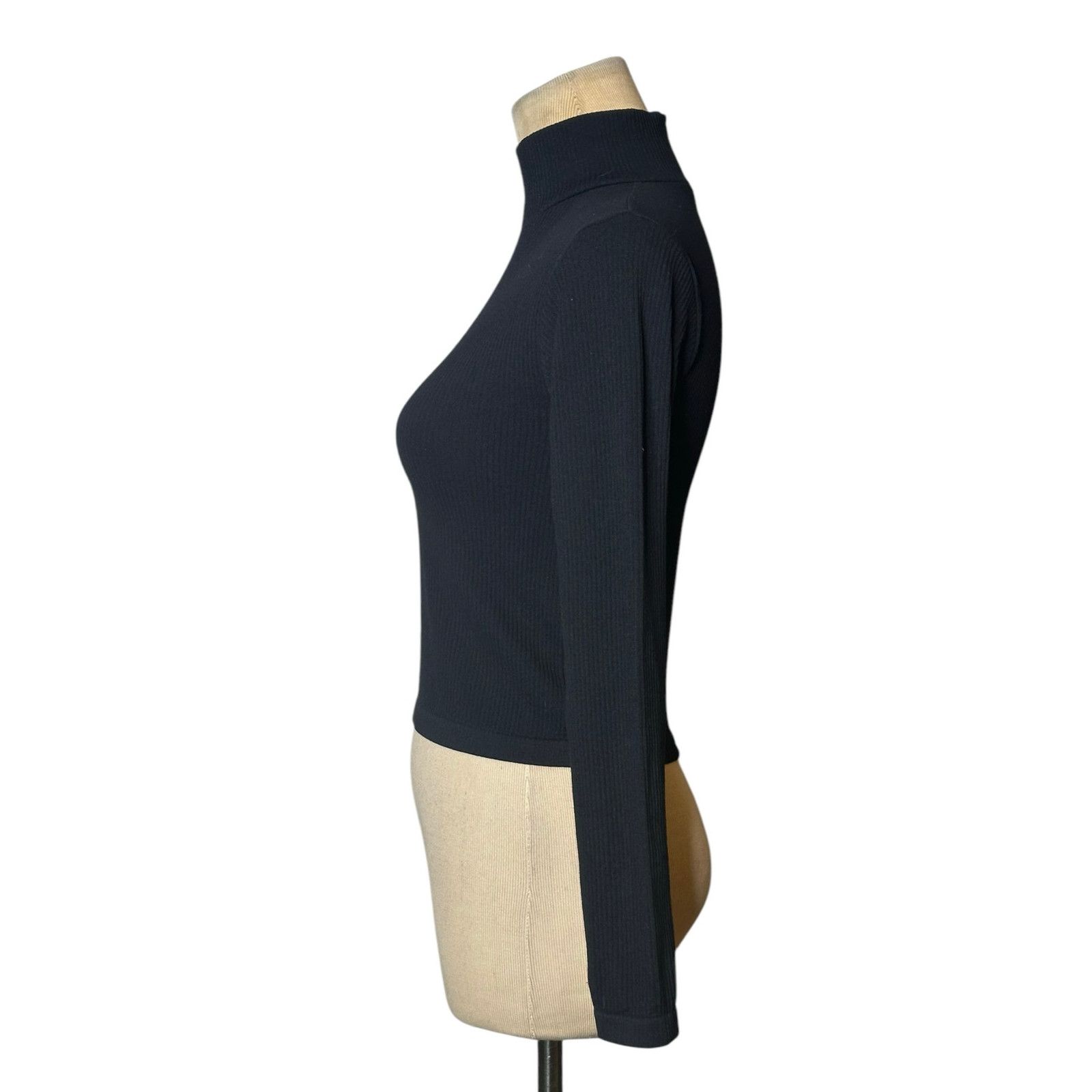 Zara Zara black long sleeves ribbed fitted high neck top size XS Size XS / US 0-2 / IT 36-38 - 5 Thumbnail