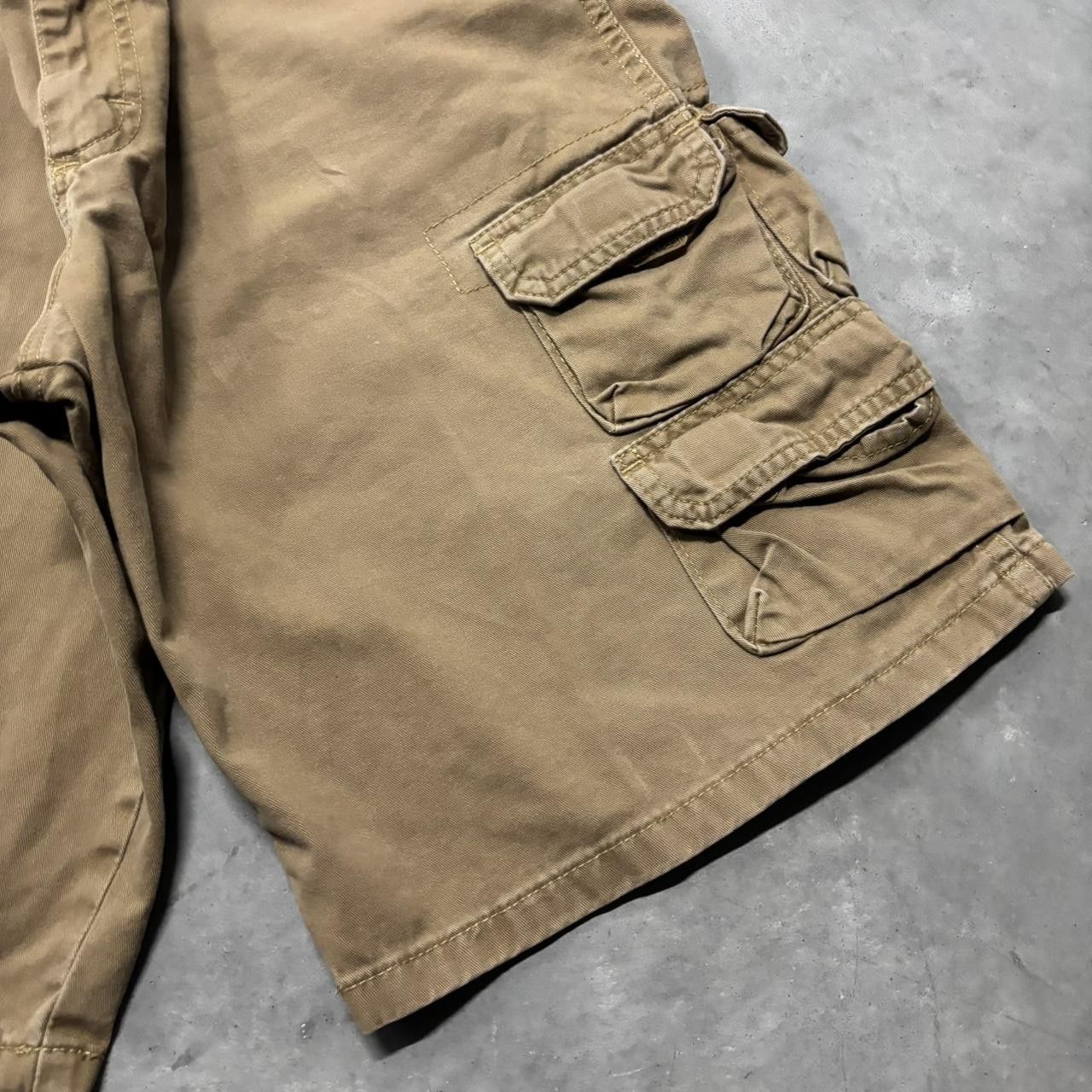 Japanese Brand × Vintage Crazy Vintage Y2K/2000s Baggy Khaki Brown Streetwear Skater Style Cargo Shorts! Size US 34 / EU 50 - 4 Thumbnail