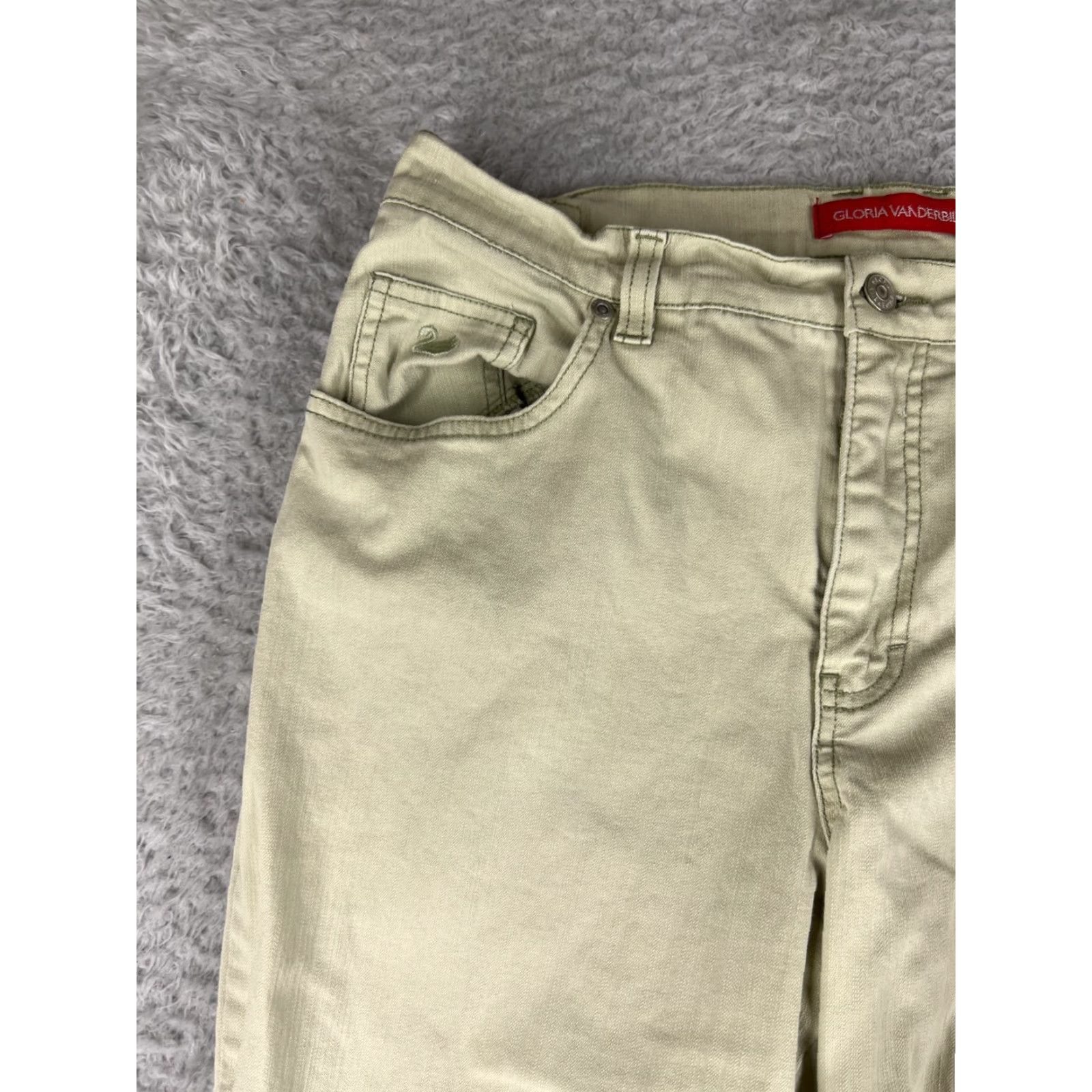 Gloria Vanderbilt Gloria Vanderbilt Capri Pants Women 10 Green Twill Stretch Cotton Blend Regular Rise 22 Inseam 7 In Belt Loops 5-Pocket Denim Jeans Womens Size 32" / US 10 / IT 46 - 4 Thumbnail
