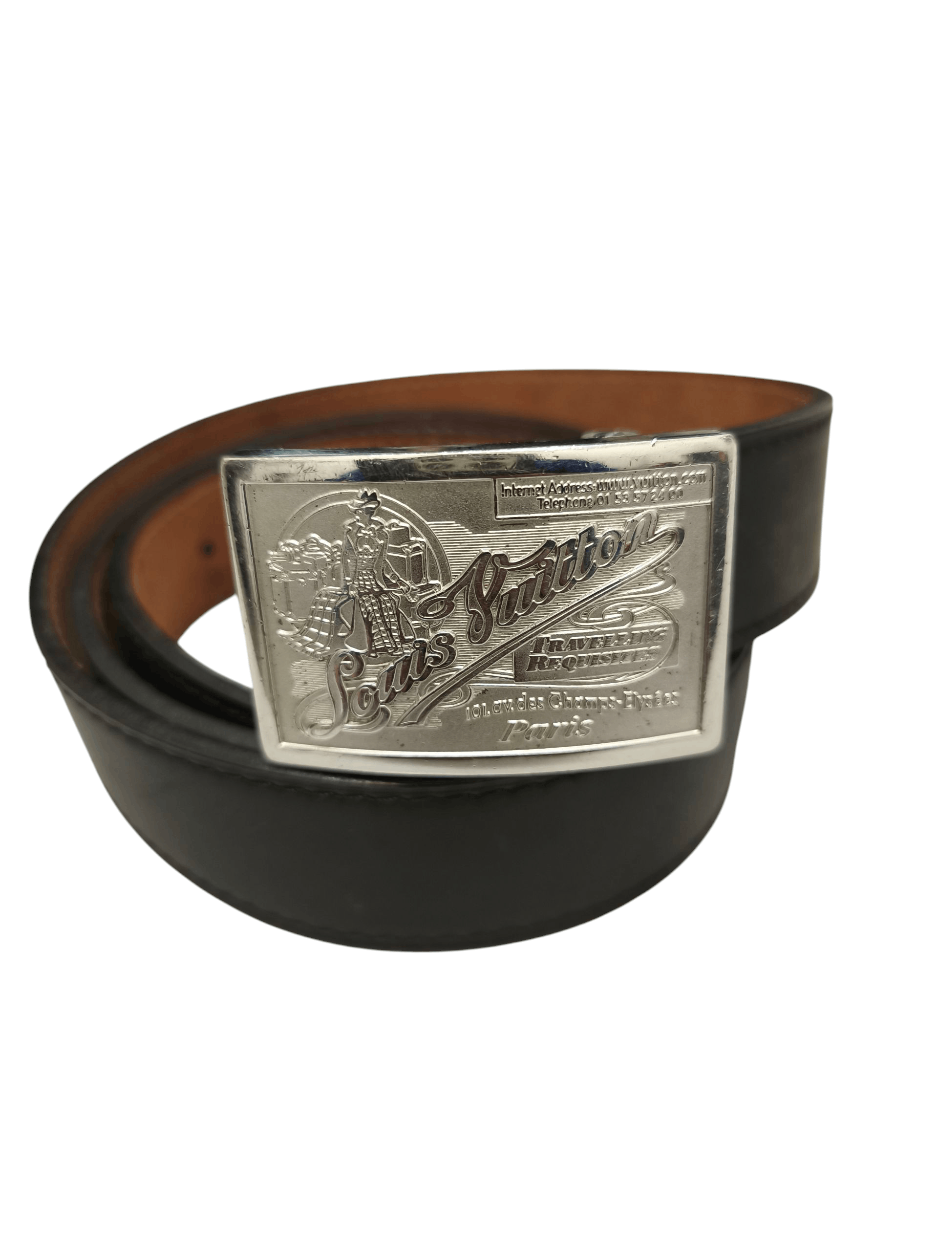 Louis Vuitton Ceinture Silver Buckle Black Leather