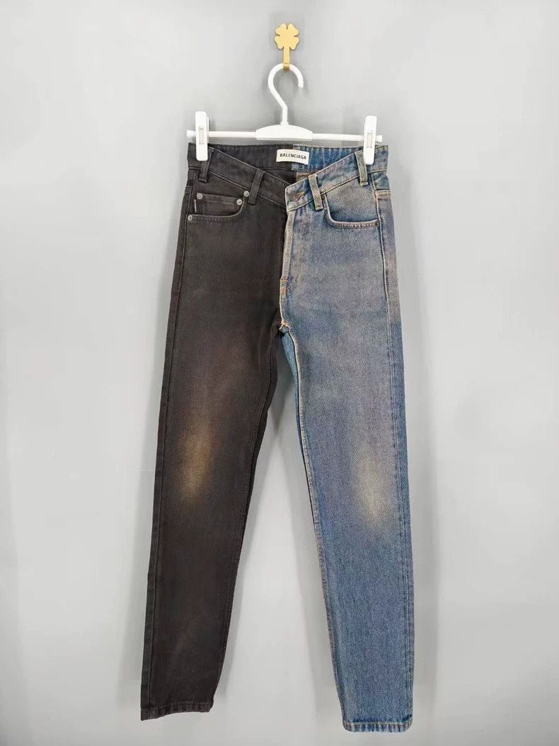 Balenciaga Balenciaga Wash Dyed Yin-Yang Color Blocked Denim Pants Size 25" / US 0 / IT 36 - 1 Thumbnail