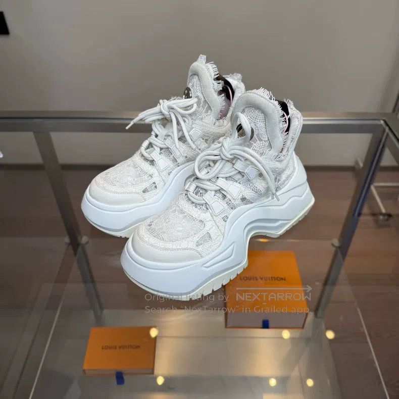 Louis Vuitton Louis Vuitton Archlight 2.0 White Silk Cutout Platform Arc Size US 8.5 / IT 38.5 - 1 Thumbnail