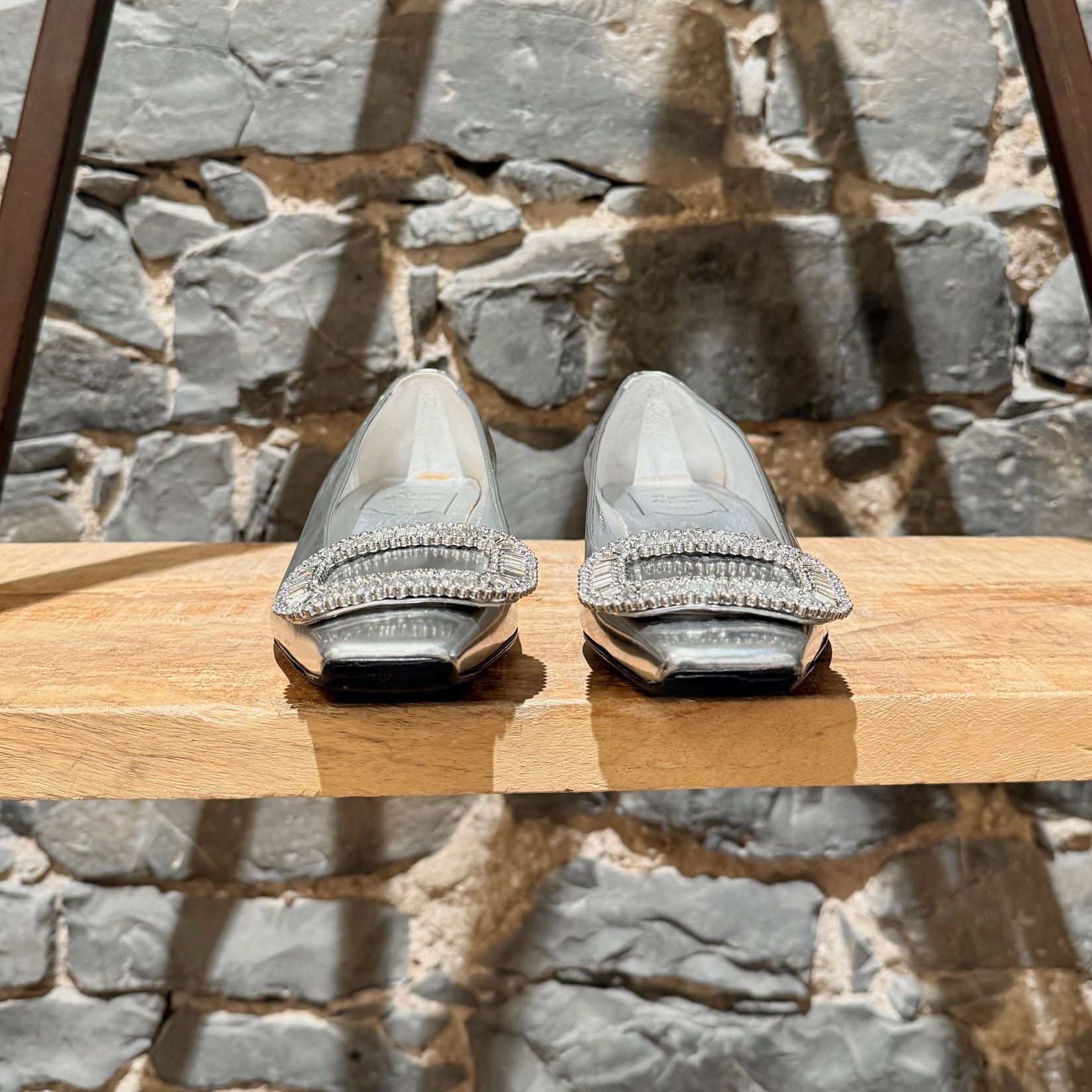 Roger Vivier Roger Vivier Belle Vivier Strass Silver Leather Ballet Flats Size US 7 / IT 37 - 2 Thumbnail