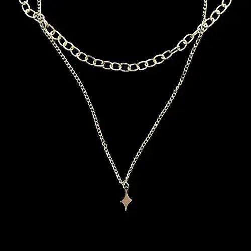Jewelry Star Chain Necklace Punk Gothic Chrome Rock Size ONE SIZE - 3 Thumbnail