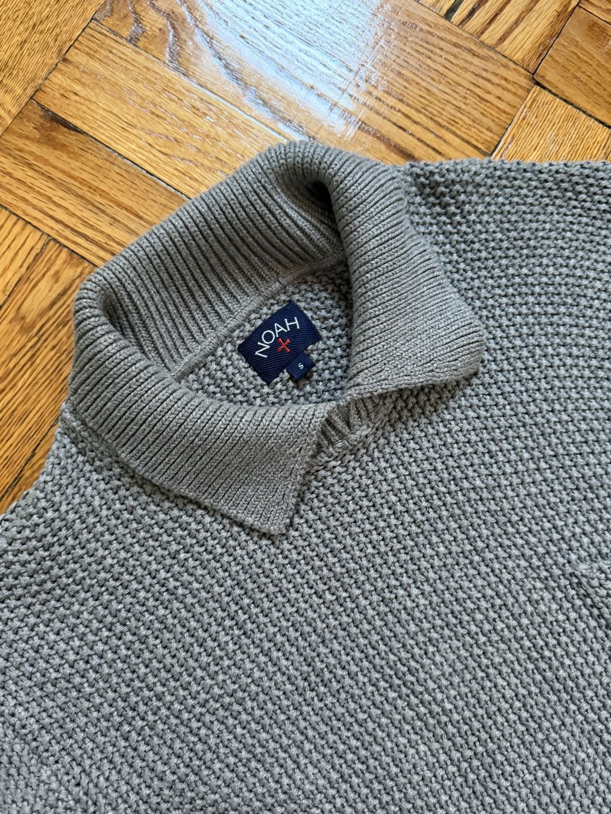 Noah Noah NYC Gray Textured Knit Crewneck Sweater with Collar Size US S / EU 44-46 / 1 - 3 Thumbnail