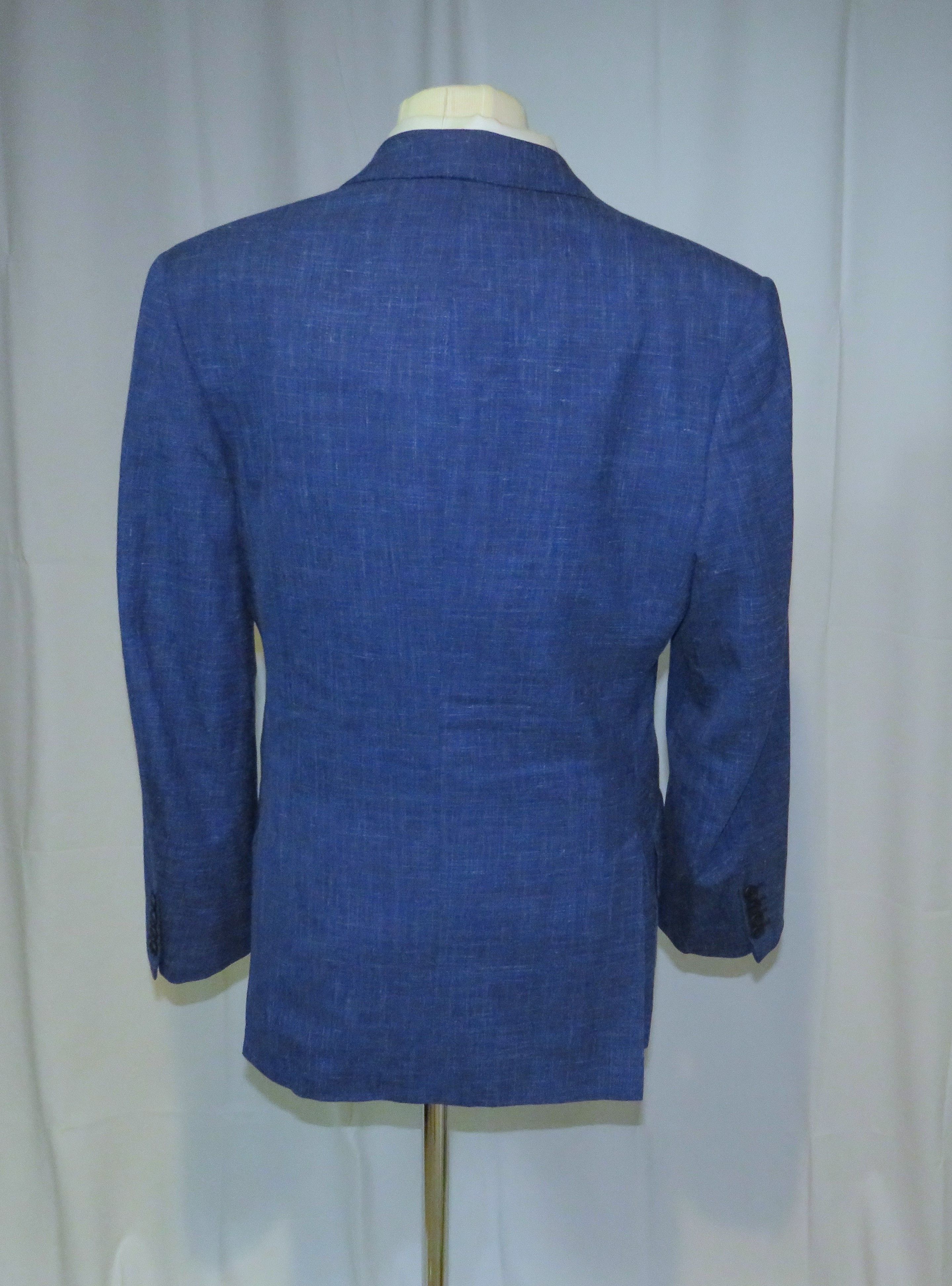 Huntsman Savile Row Bespoke Blue Melange One Button Sport Coat 36S Size 36S - 11 Thumbnail