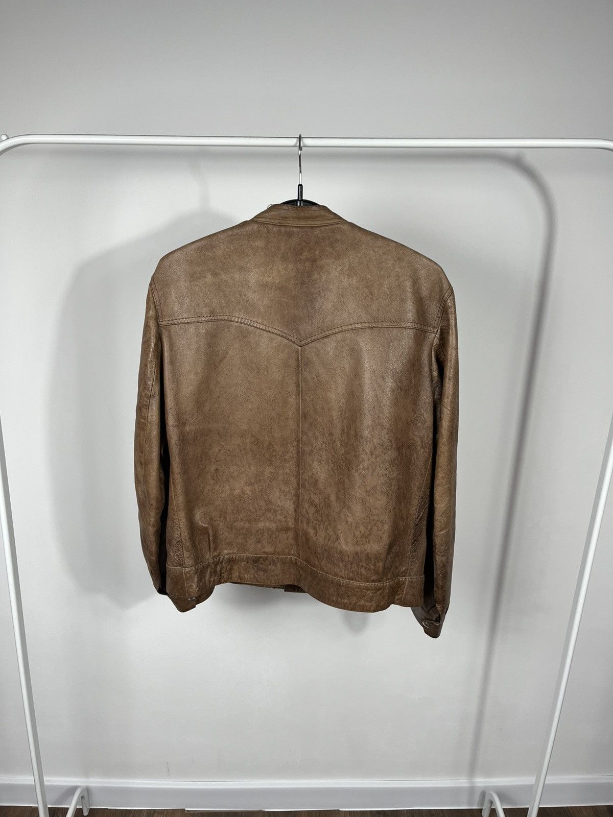 Leather Womens Distressed Leather Jacket Brown Vintage Biker Crop Size XL / US 12-14 / IT 48-50 - 10 Thumbnail