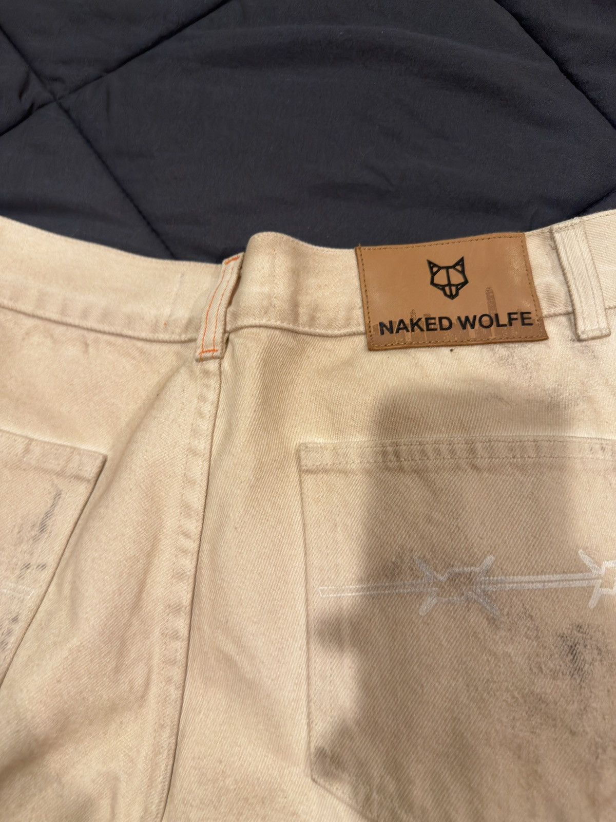 NAKED WOLFE Denim Cargo Shorts Vintage Natural 34W Size US 34 / EU 50 - 4 Thumbnail