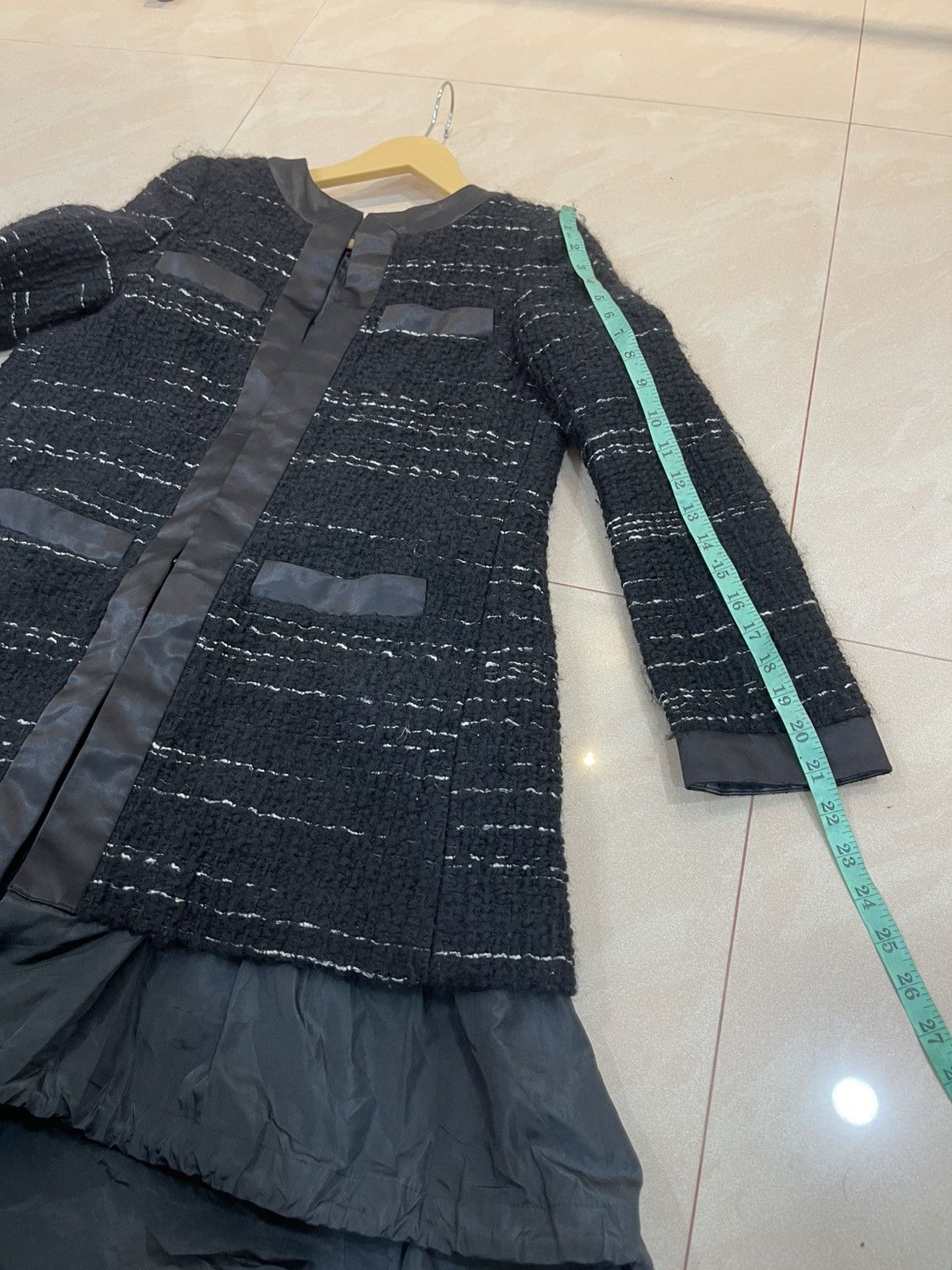 Sacai Sacai Coat Womens Small Black Wool Nylon Mixed Media Size S / US 4 / IT 40 - 11 Thumbnail