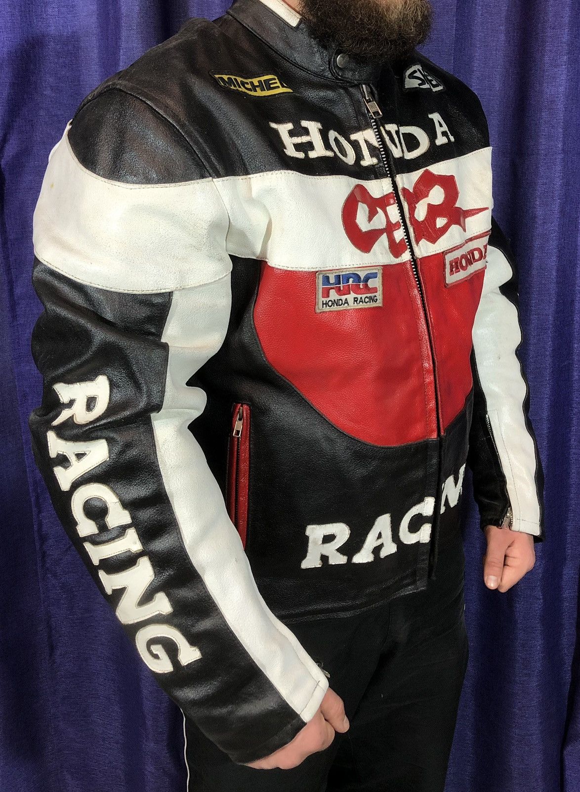 Vintage Honda high quality racing motorcycle jacket XL black