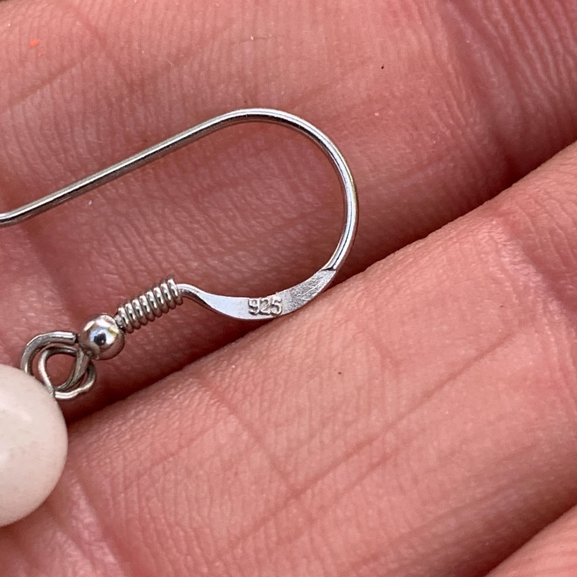 Designer Silver 925 Dangle Earrings With White & Pink Beads Size ONE SIZE - 9 Thumbnail