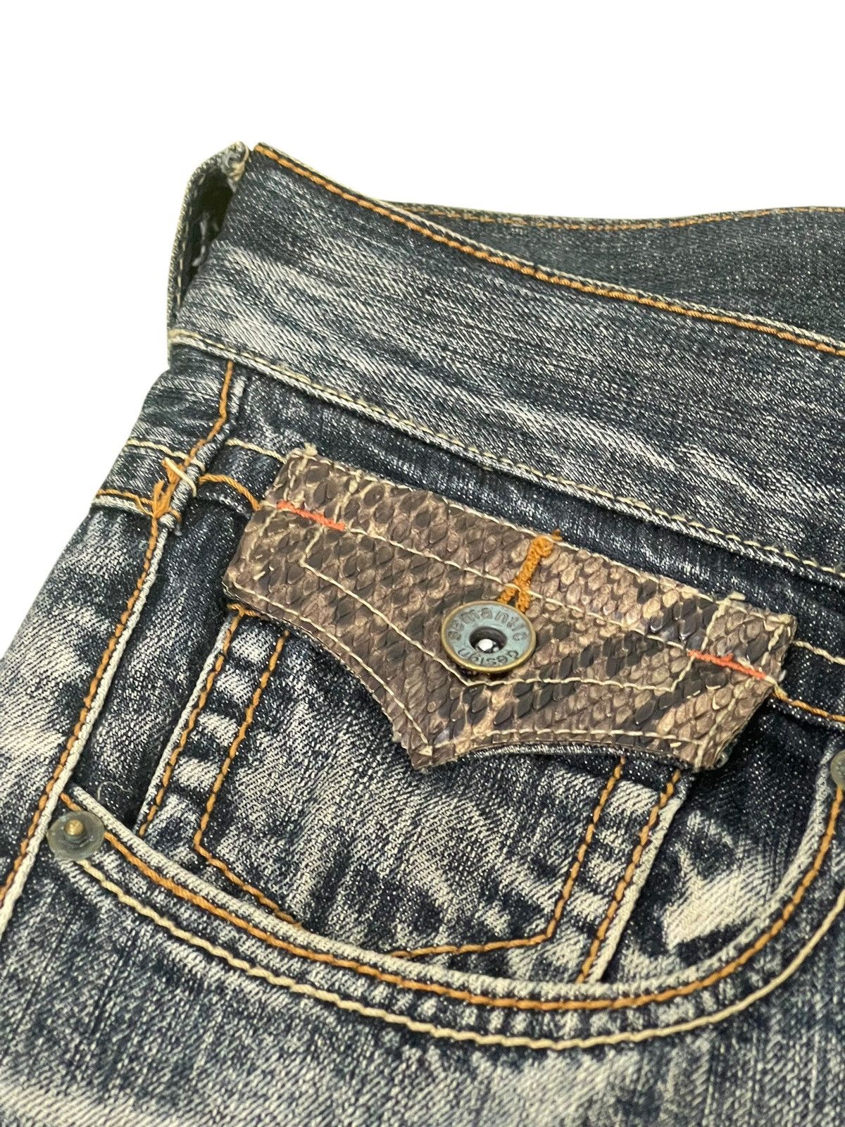 Japanese Brand Flare Jeans Semantic Design Distress Python Low Rise 2🟦 Size US 33 - 10 Thumbnail