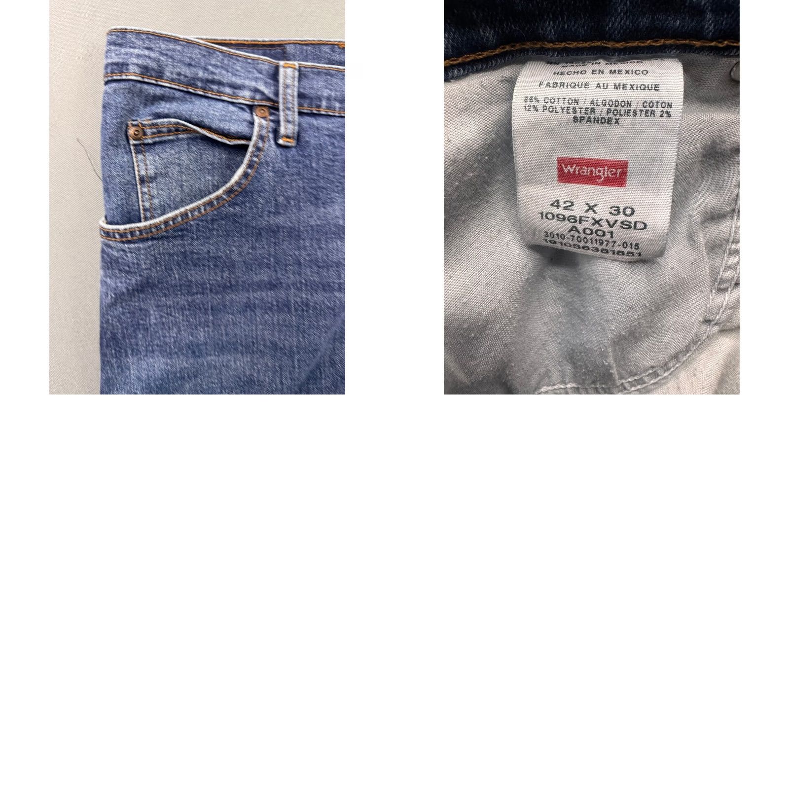 Wrangler Wrangler Jeans Straight Blue 42x30 Big & Tall Mens Stretch Denim 5-Pocket Regular Comfort Modern Classic Size US 42 / EU 58 - 8 Thumbnail