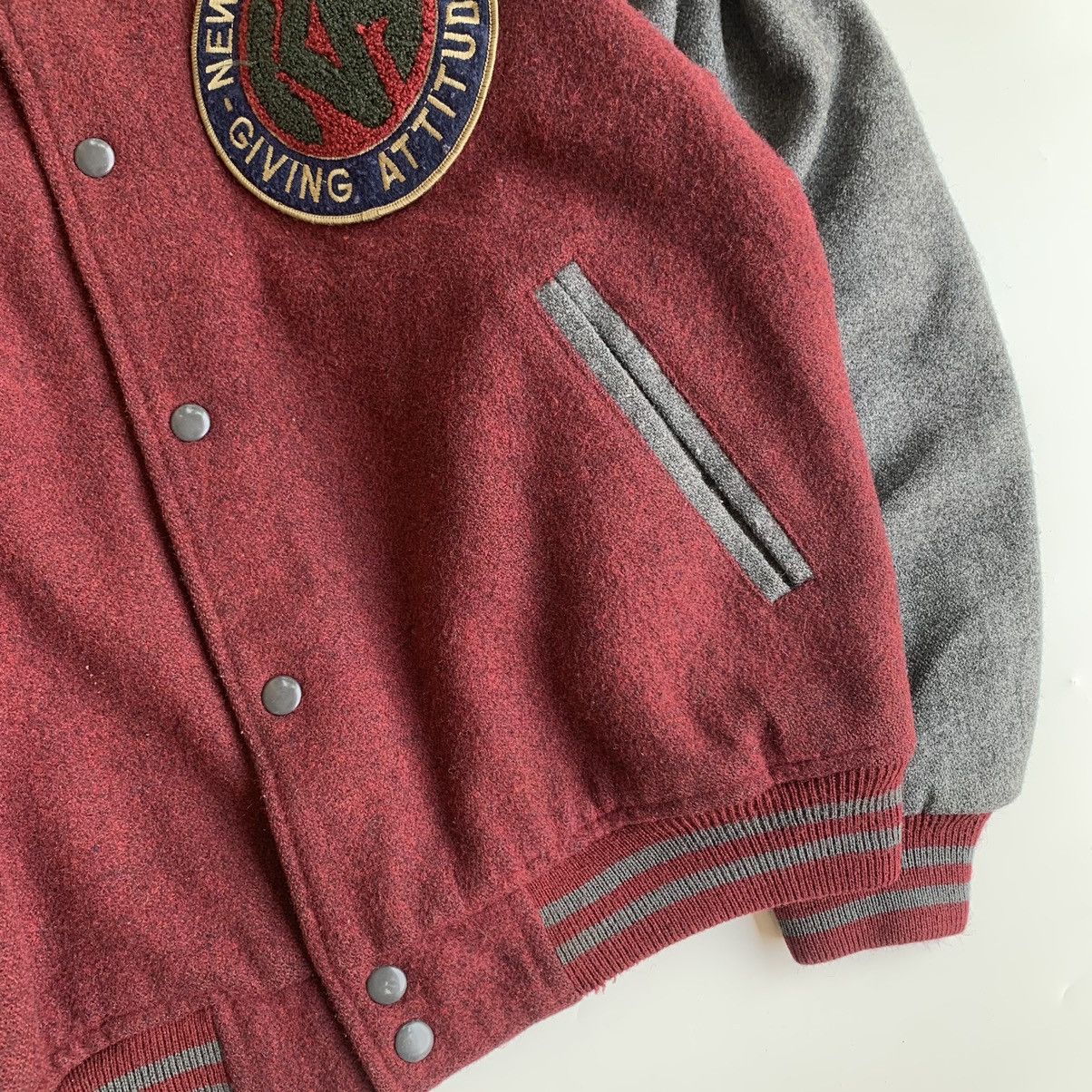 Japanese Brand × Vintage Vintage 90s New Wave Basic Varsity Bombers Wool Jacket Size US L / EU 52-54 / 3 - 2 Thumbnail