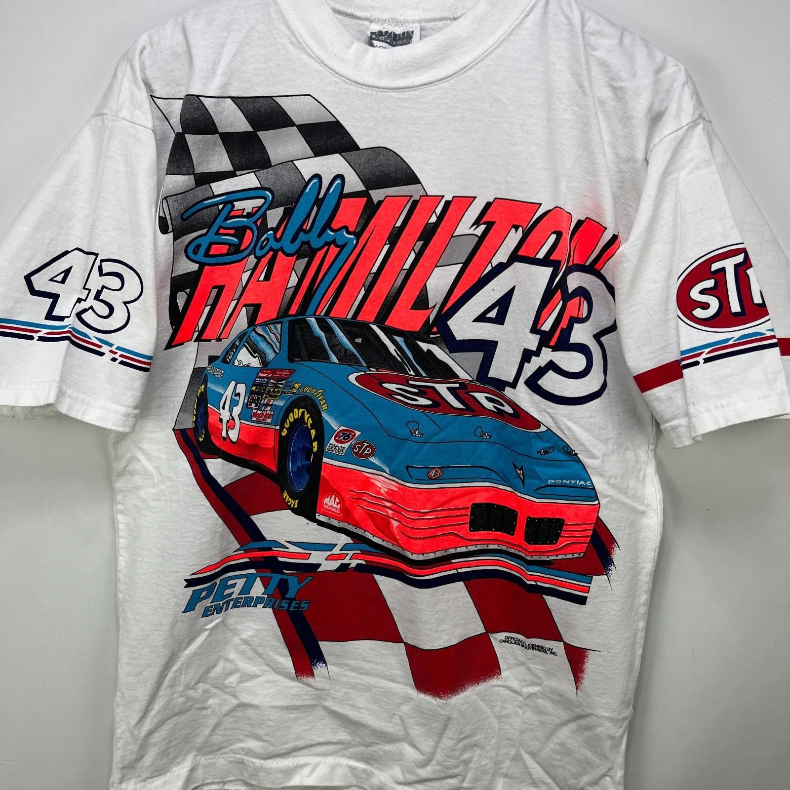 NASCAR Vintage 90s NASCAR Bobby Hamilton T Shirt Made In USA Medium Size US M / EU 48-50 / 2 - 2 Thumbnail